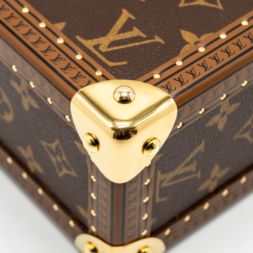 Camera Box Trunk Monogram Canvas Leather Handbag Gold Tone Hardware