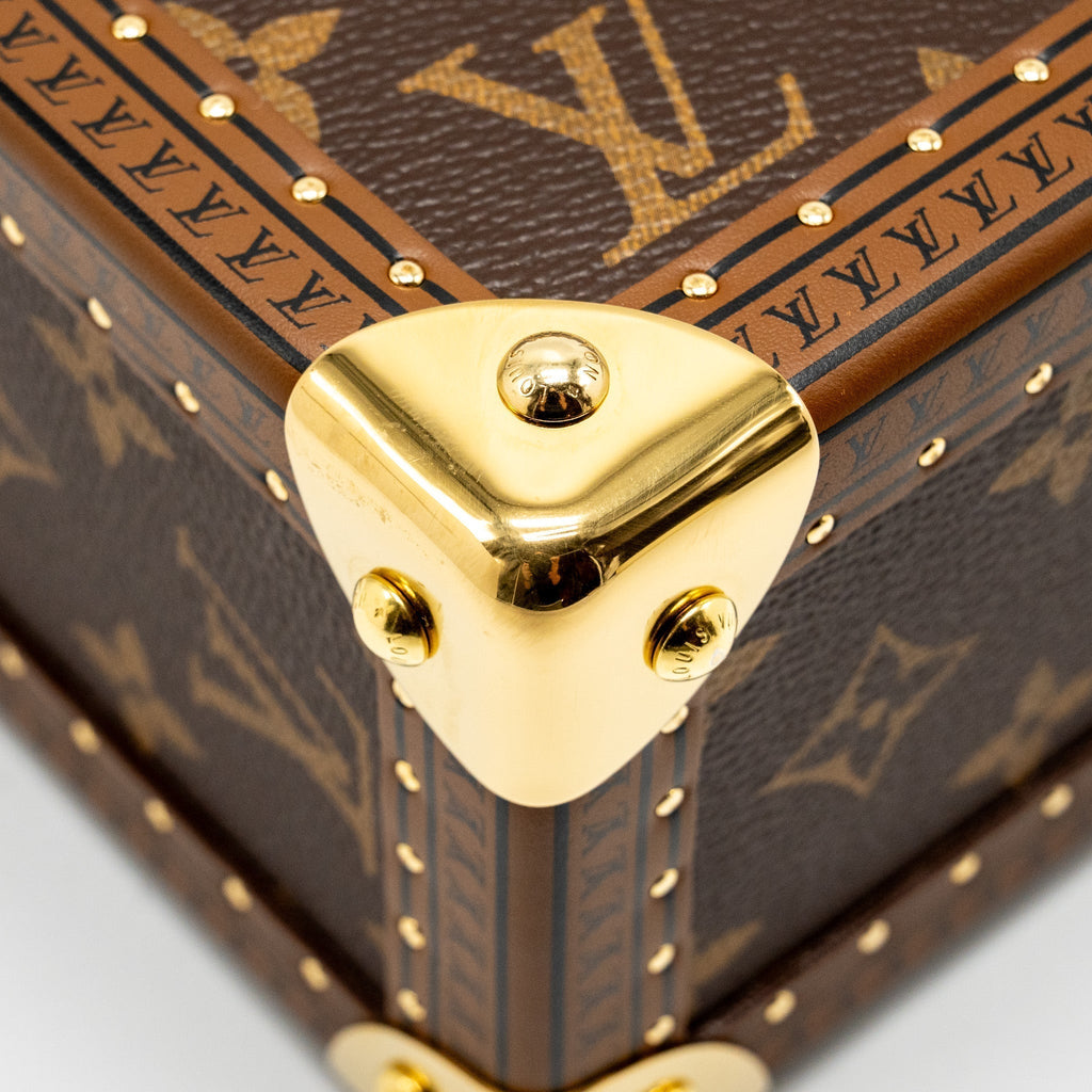Camera Box Trunk Monogram Canvas Leather Handbag Gold Tone Hardware