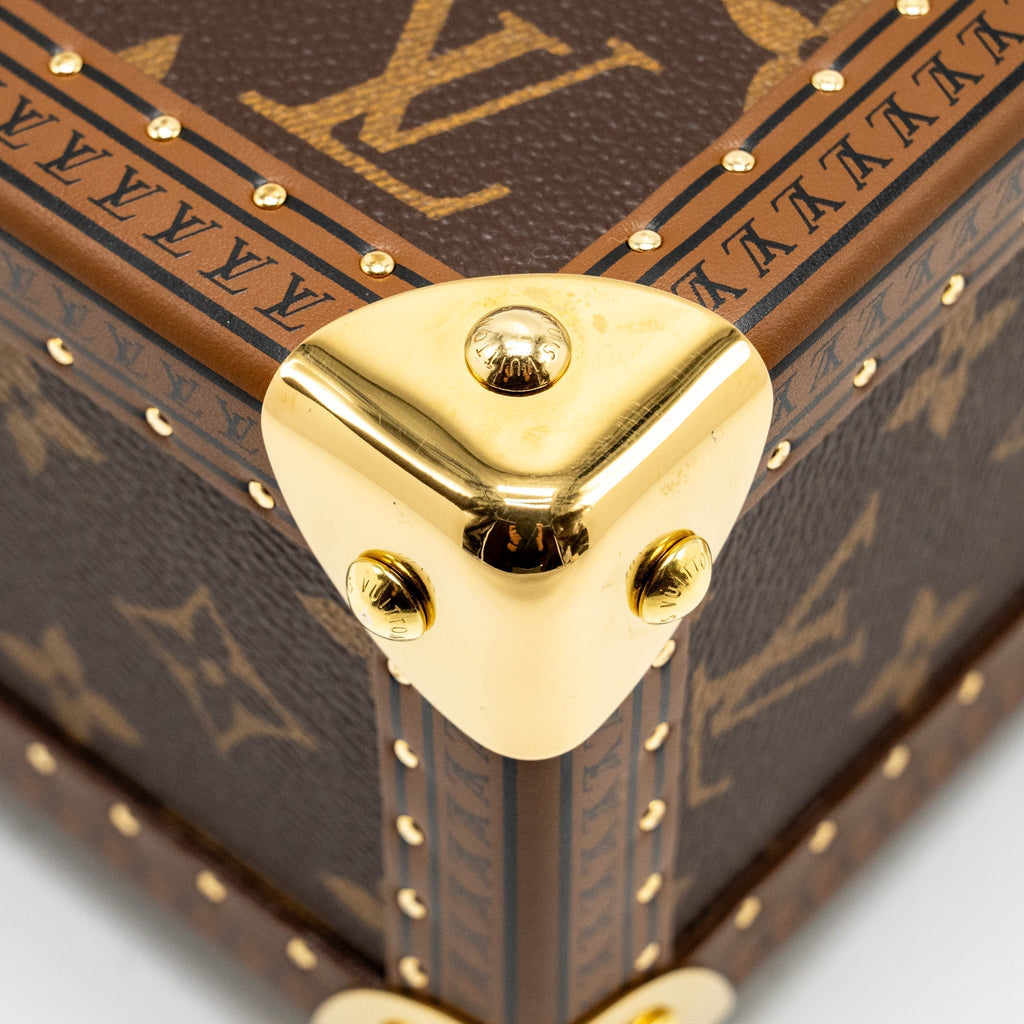Camera Box Trunk Monogram Canvas Leather Handbag Gold Tone Hardware