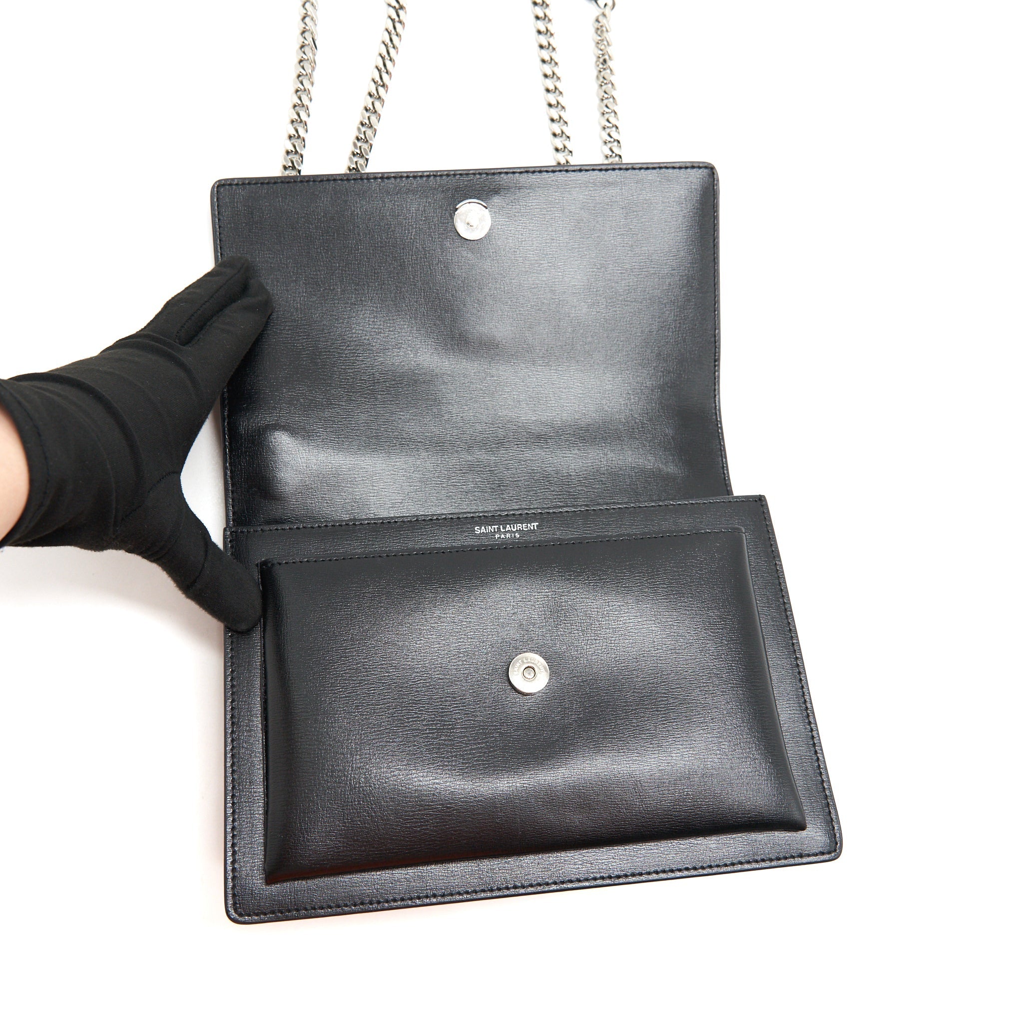 Lorenzia Sunset Shoulder Bag Leather Black Silver-Tone Hardware