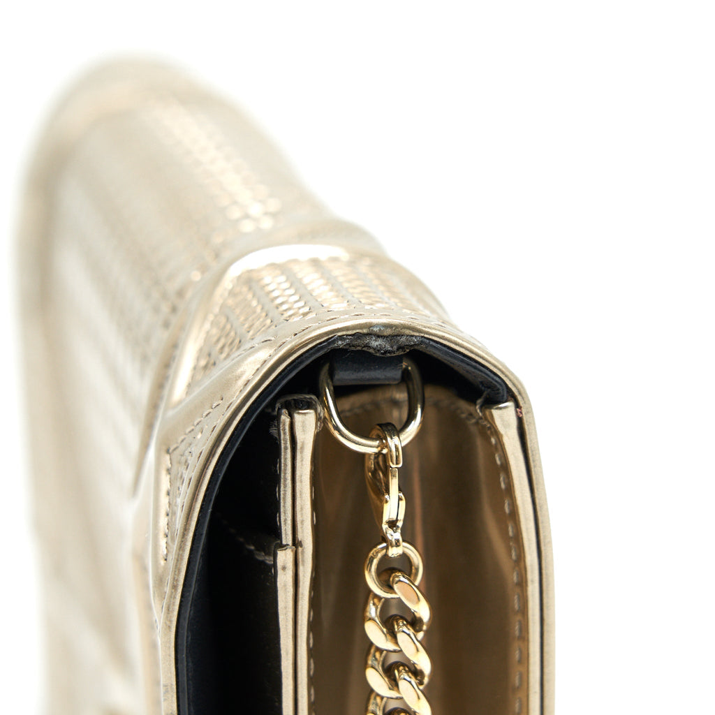 Lorenzia Diorama Wallet on Chain Metallic Calfskin Gold Gold-Tone Hardware