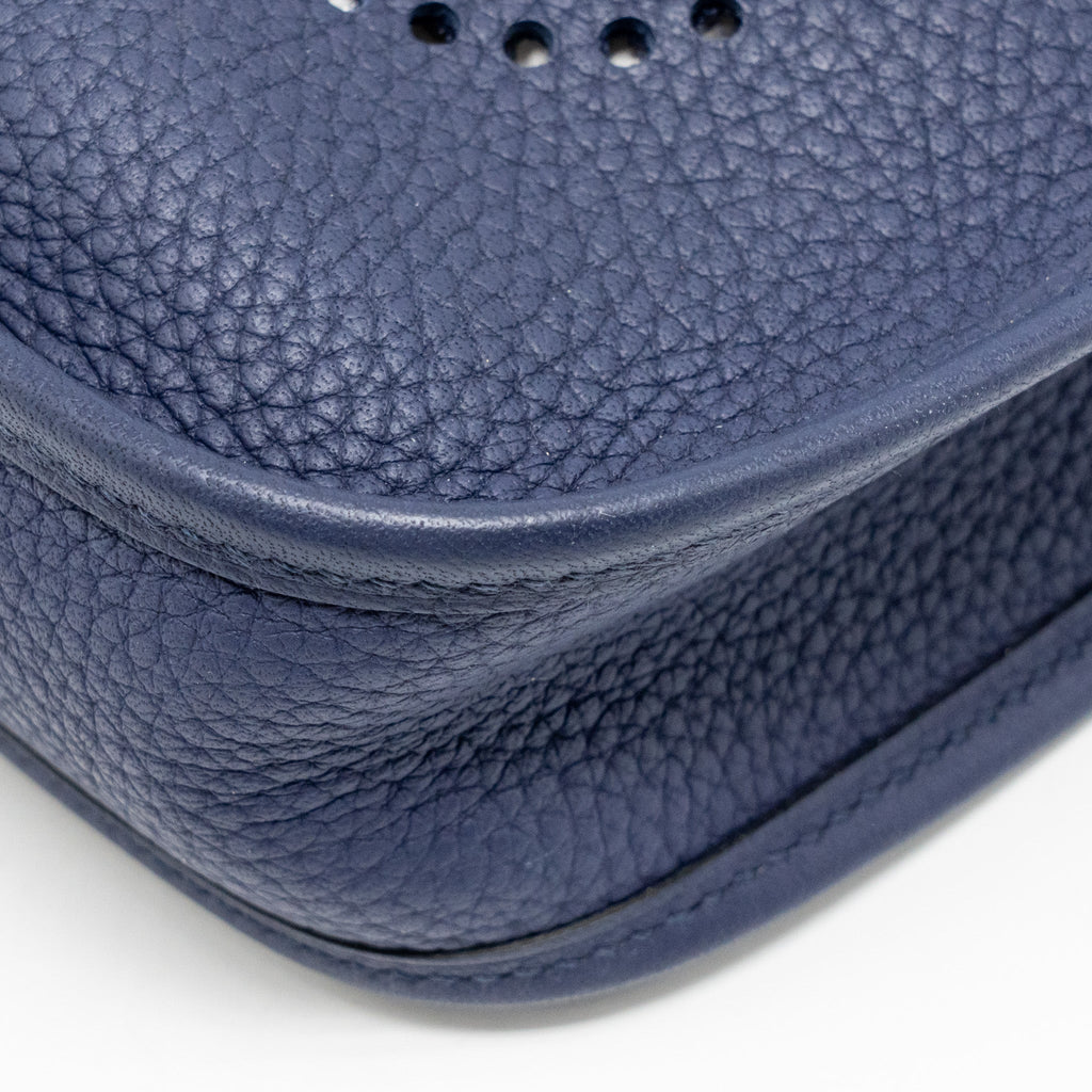 Lorenzia Mini Evelyne Clemence Leather Handbag Blue Gold-Tone Hardware