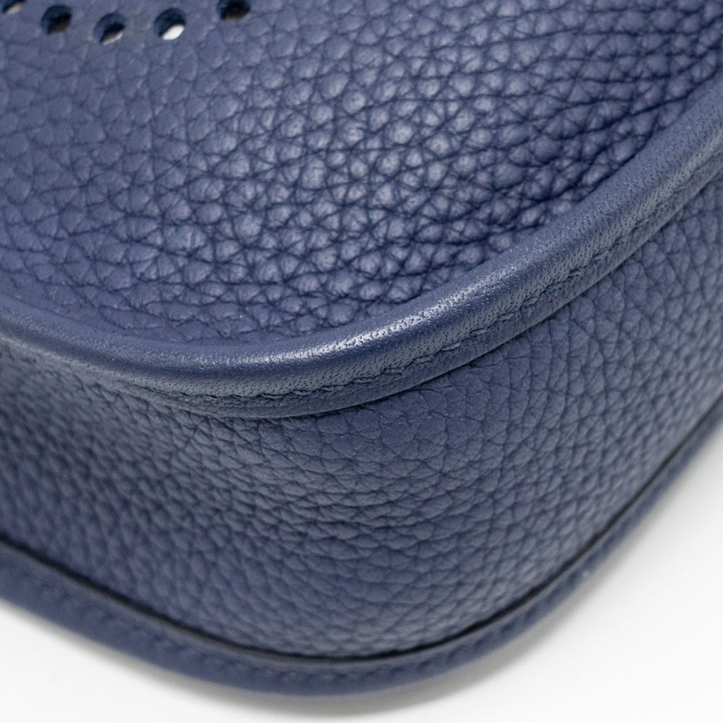 Lorenzia Mini Evelyne Clemence Leather Handbag Blue Gold-Tone Hardware