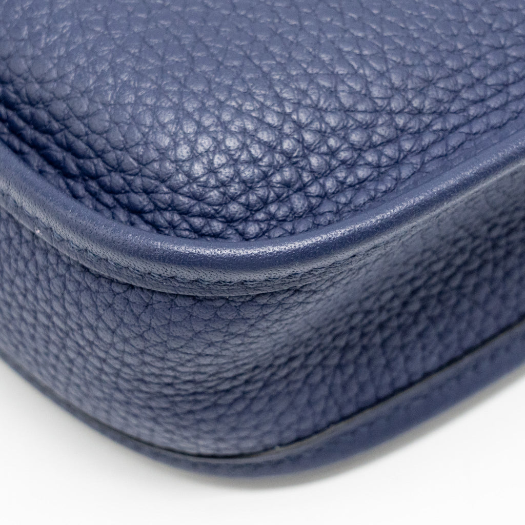 Lorenzia Mini Evelyne Clemence Leather Handbag Blue Gold-Tone Hardware