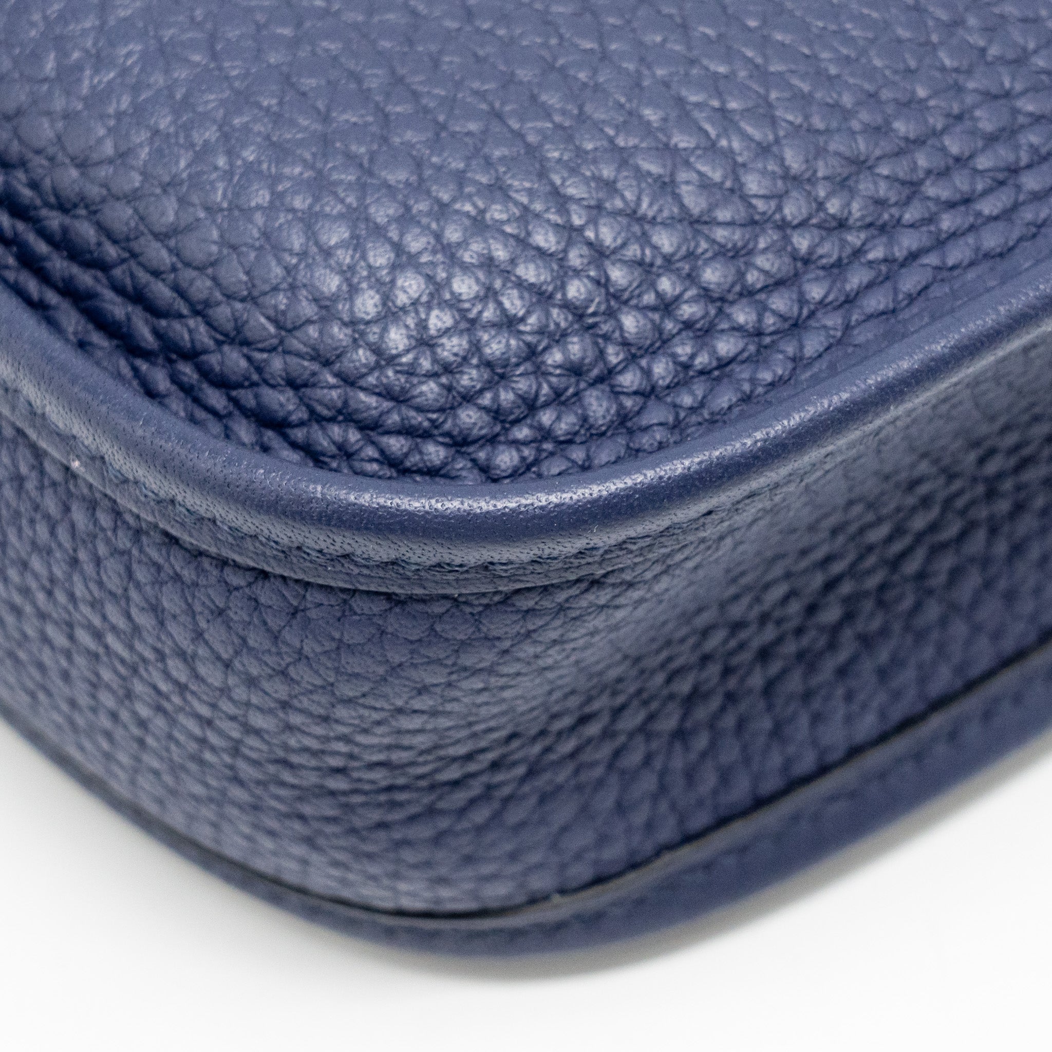 Lorenzia Mini Evelyne Clemence Leather Handbag Blue Gold-Tone Hardware