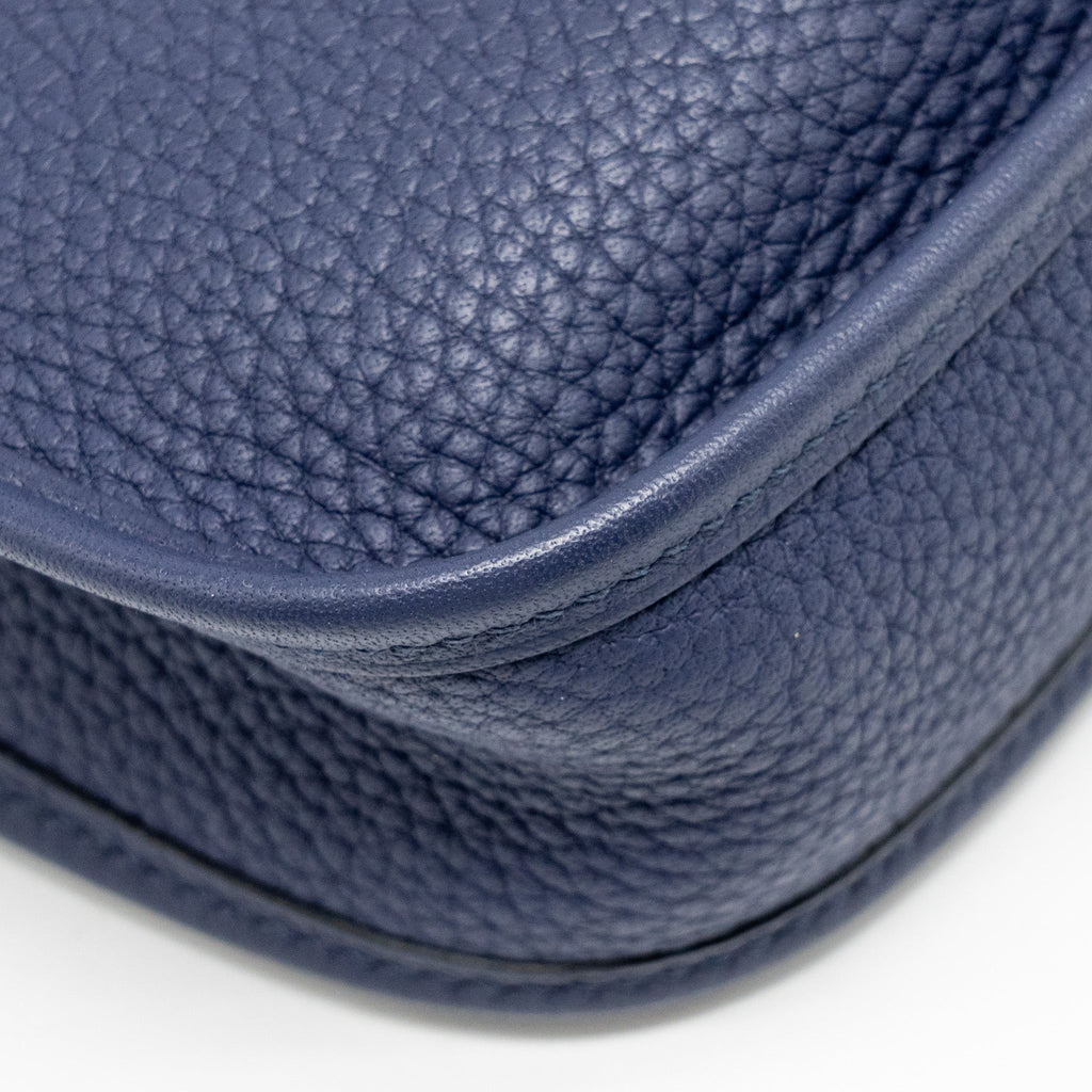 Lorenzia Mini Evelyne Clemence Leather Handbag Blue Gold-Tone Hardware
