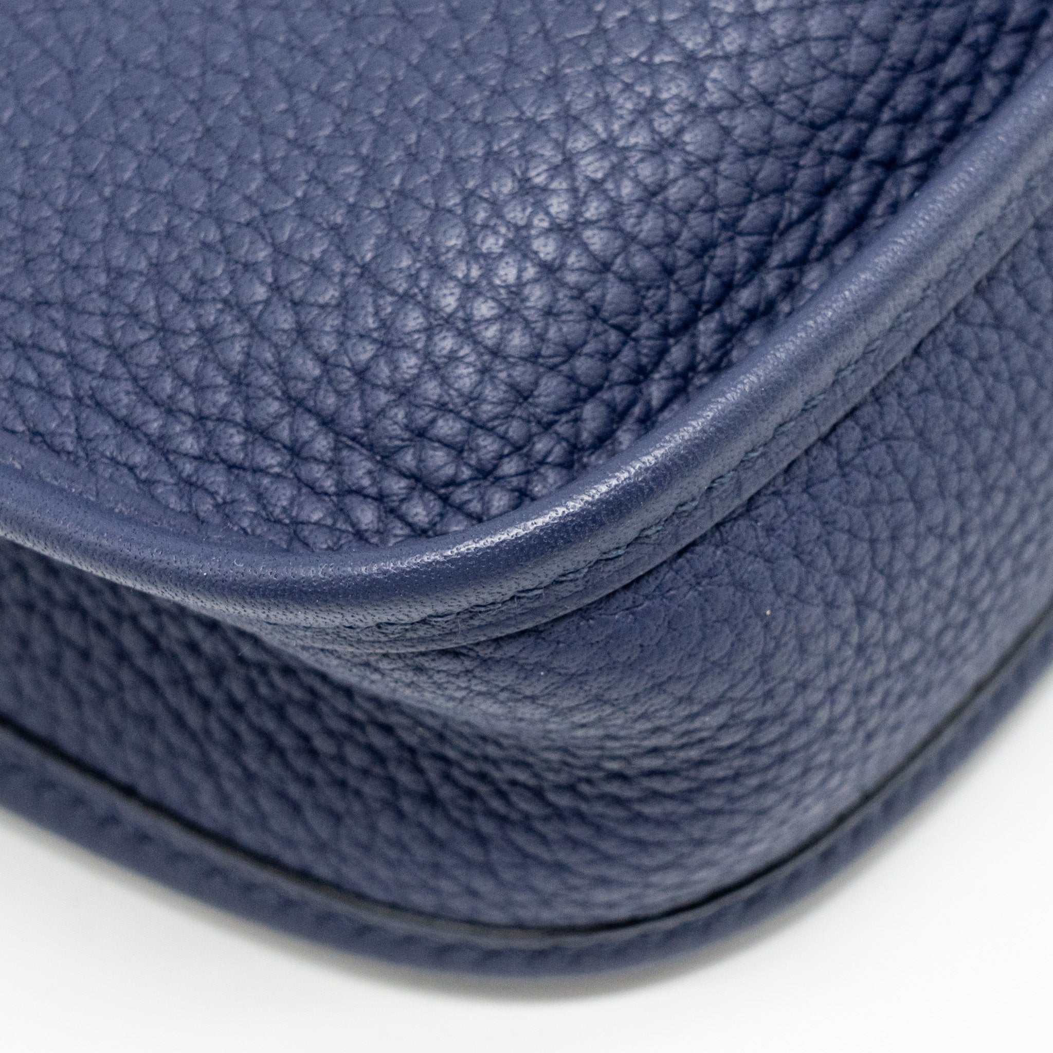 Lorenzia Mini Evelyne Clemence Leather Handbag Blue Gold-Tone Hardware