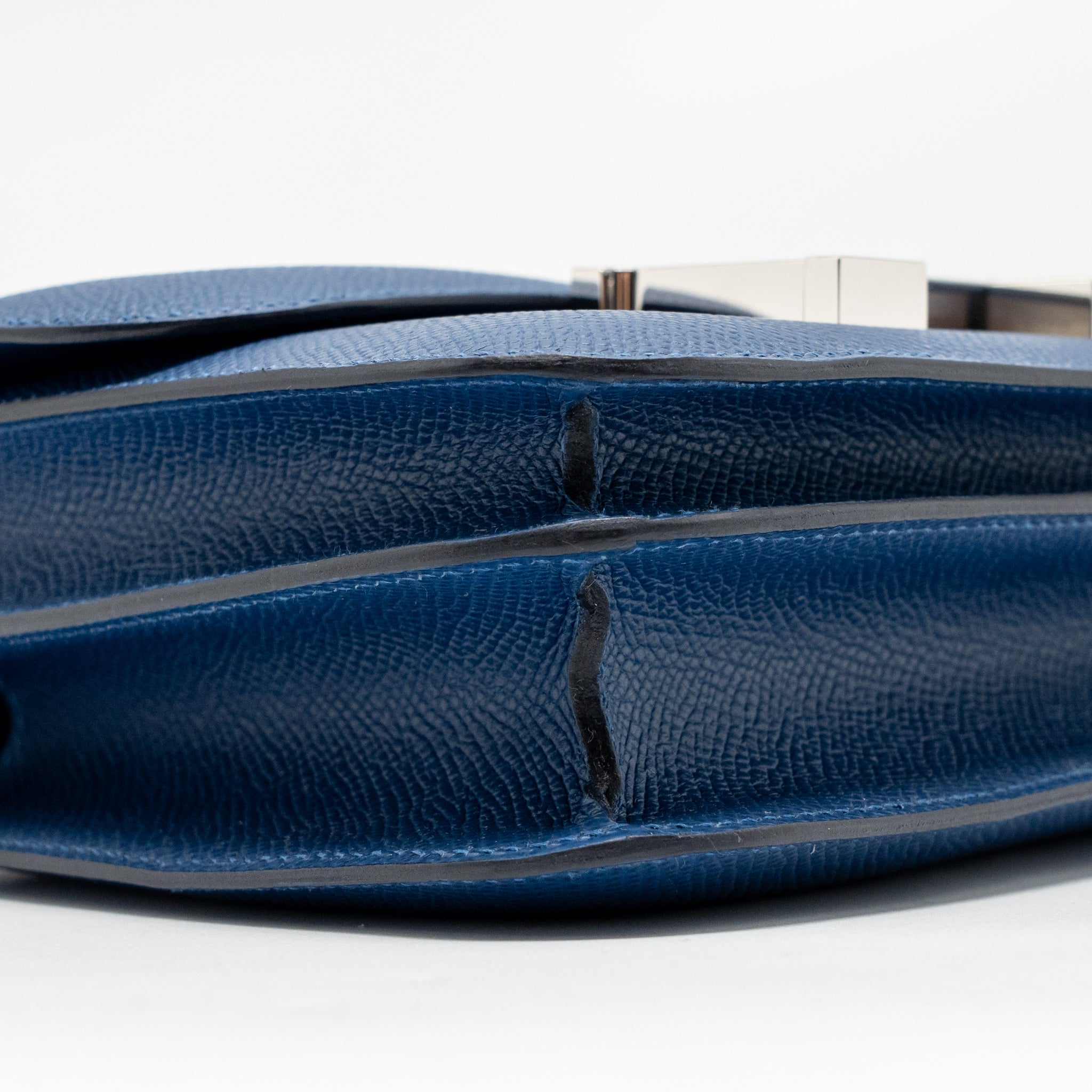 Lorenzia Mini Constance Bag Epsom Leather Bleu Tie Silver-Tone Hardware