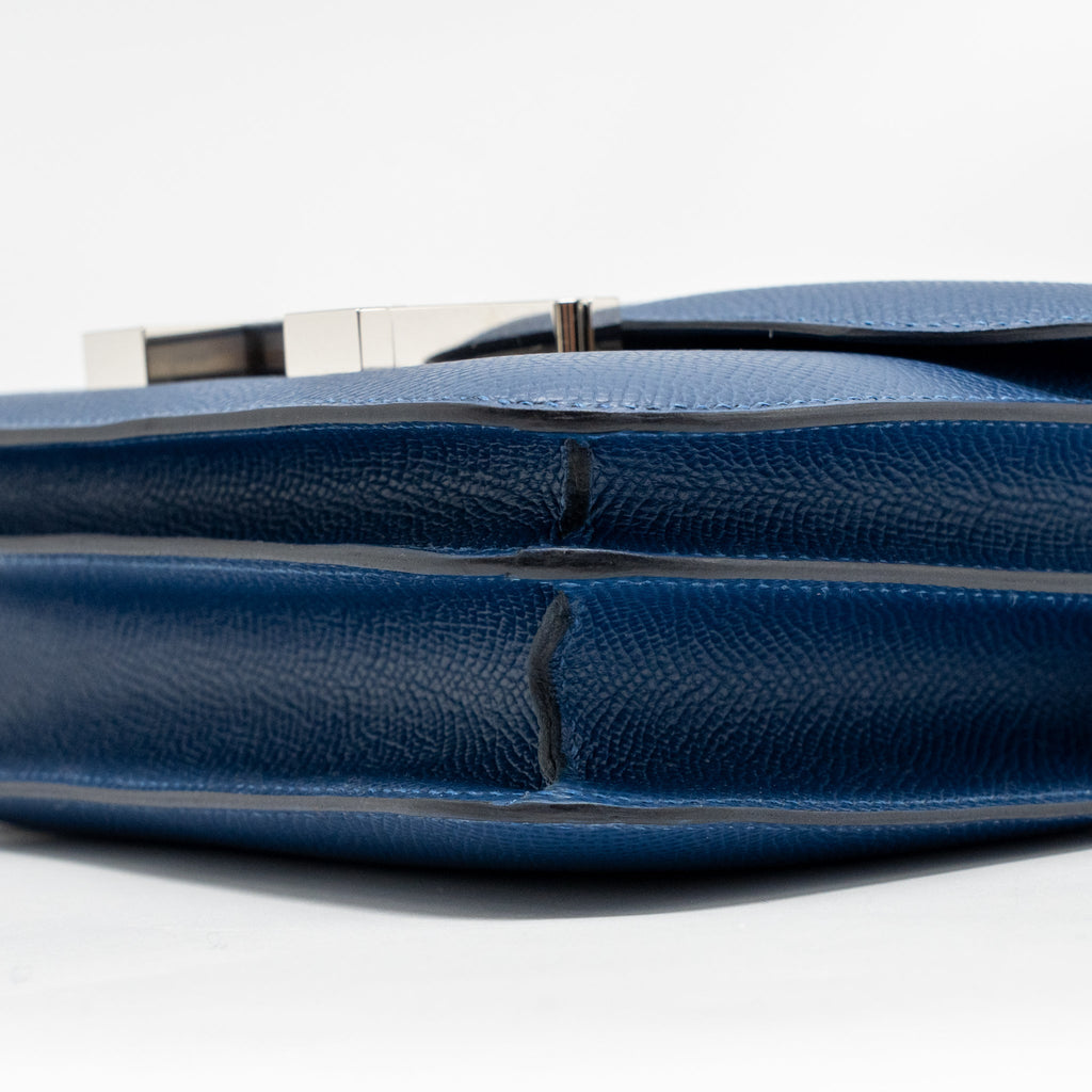 Lorenzia Mini Constance Bag Epsom Leather Bleu Tie Silver-Tone Hardware