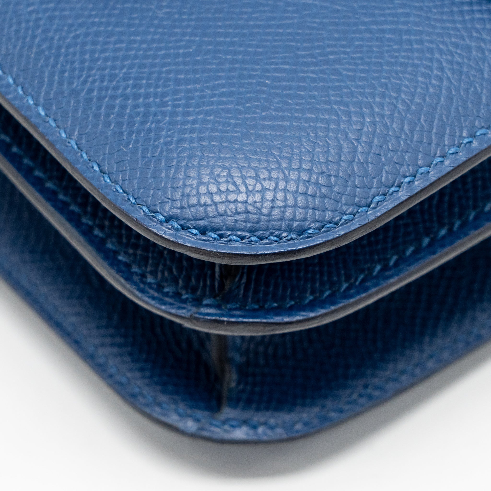 Lorenzia Mini Constance Bag Epsom Leather Bleu Tie Silver-Tone Hardware
