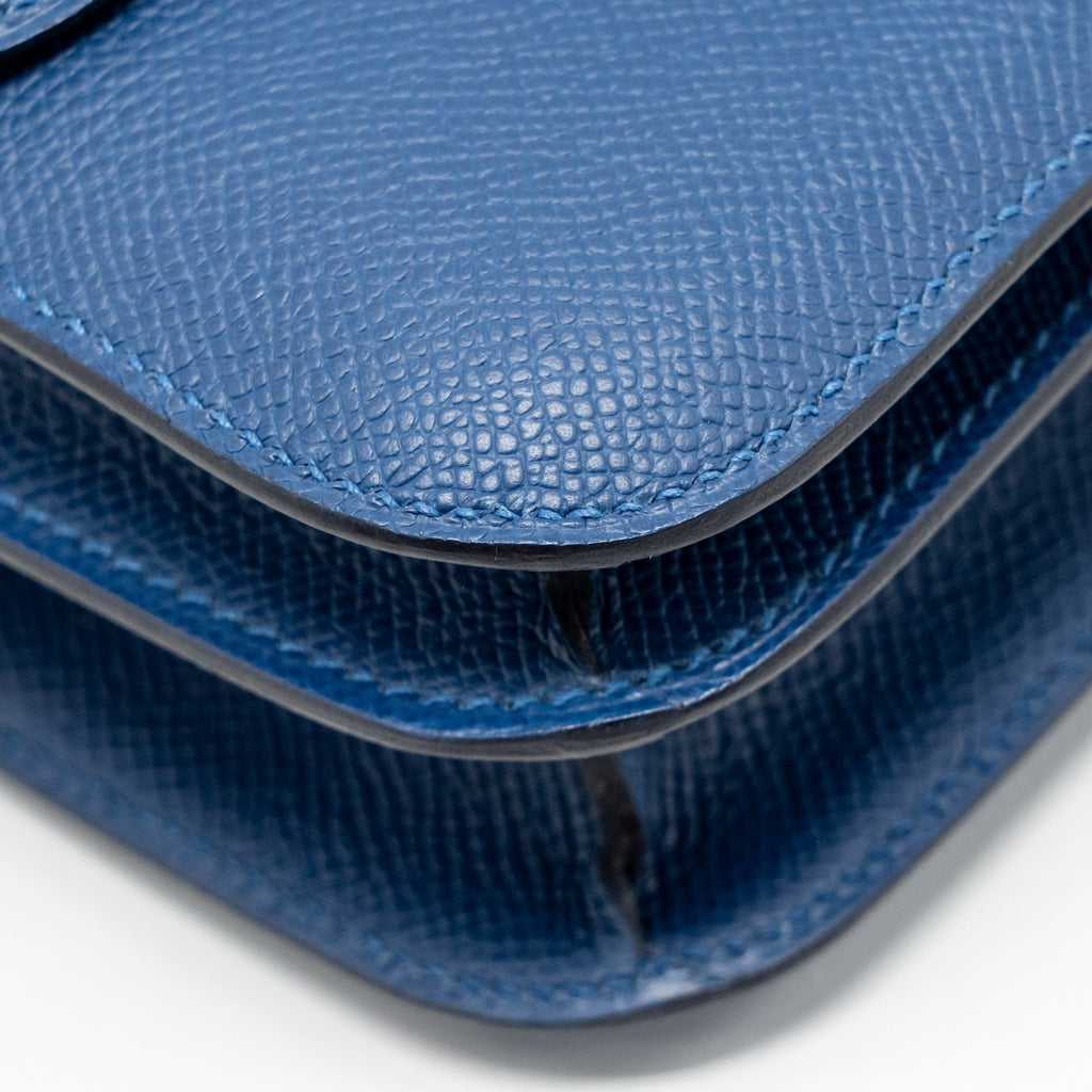 Lorenzia Mini Constance Bag Epsom Leather Bleu Tie Silver-Tone Hardware