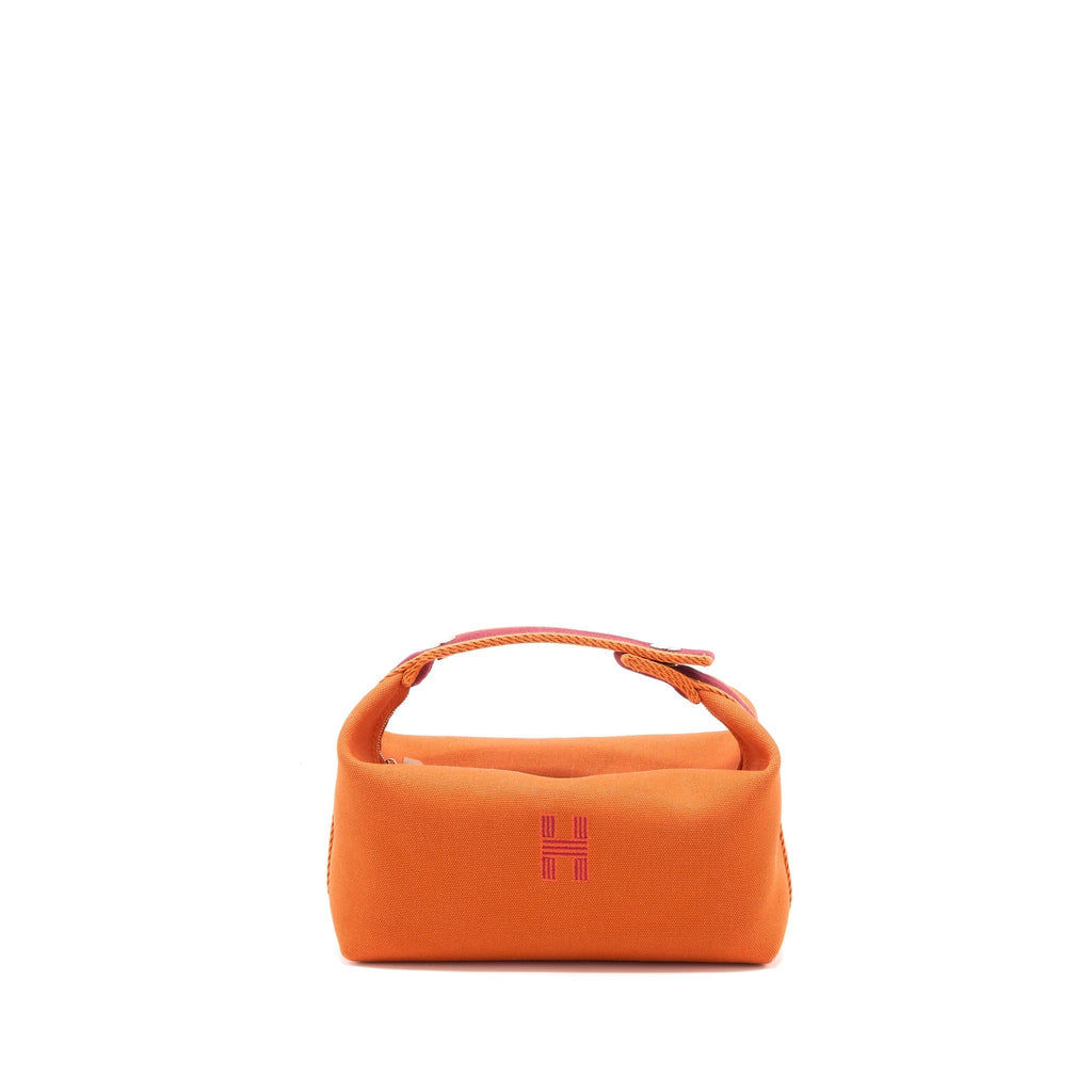 Lorenzia Bride-A-Brac Travel Case Small Canvas Orange Feu Silver-Tone Hardware