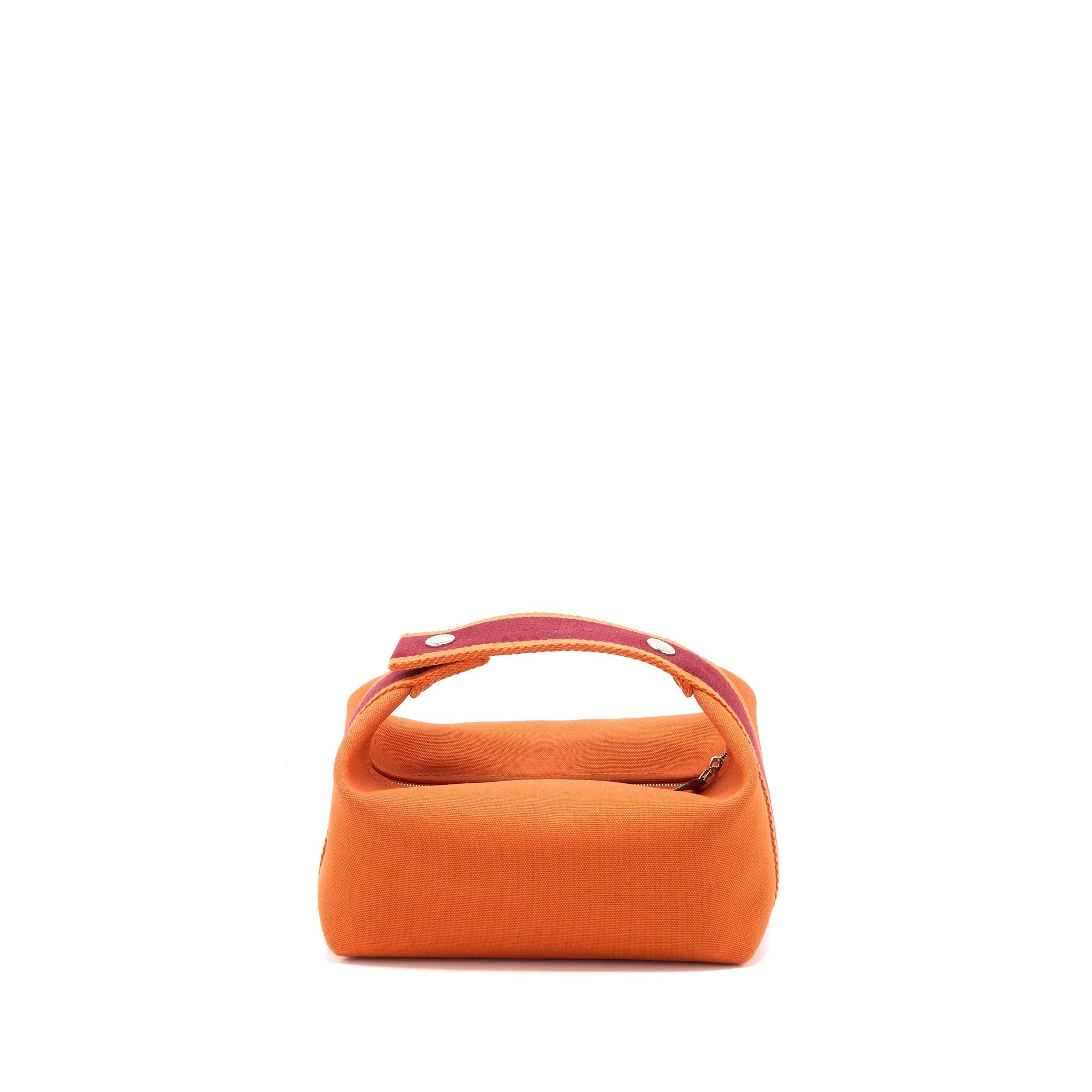 Lorenzia Bride-A-Brac Travel Case Small Canvas Orange Feu Silver-Tone Hardware