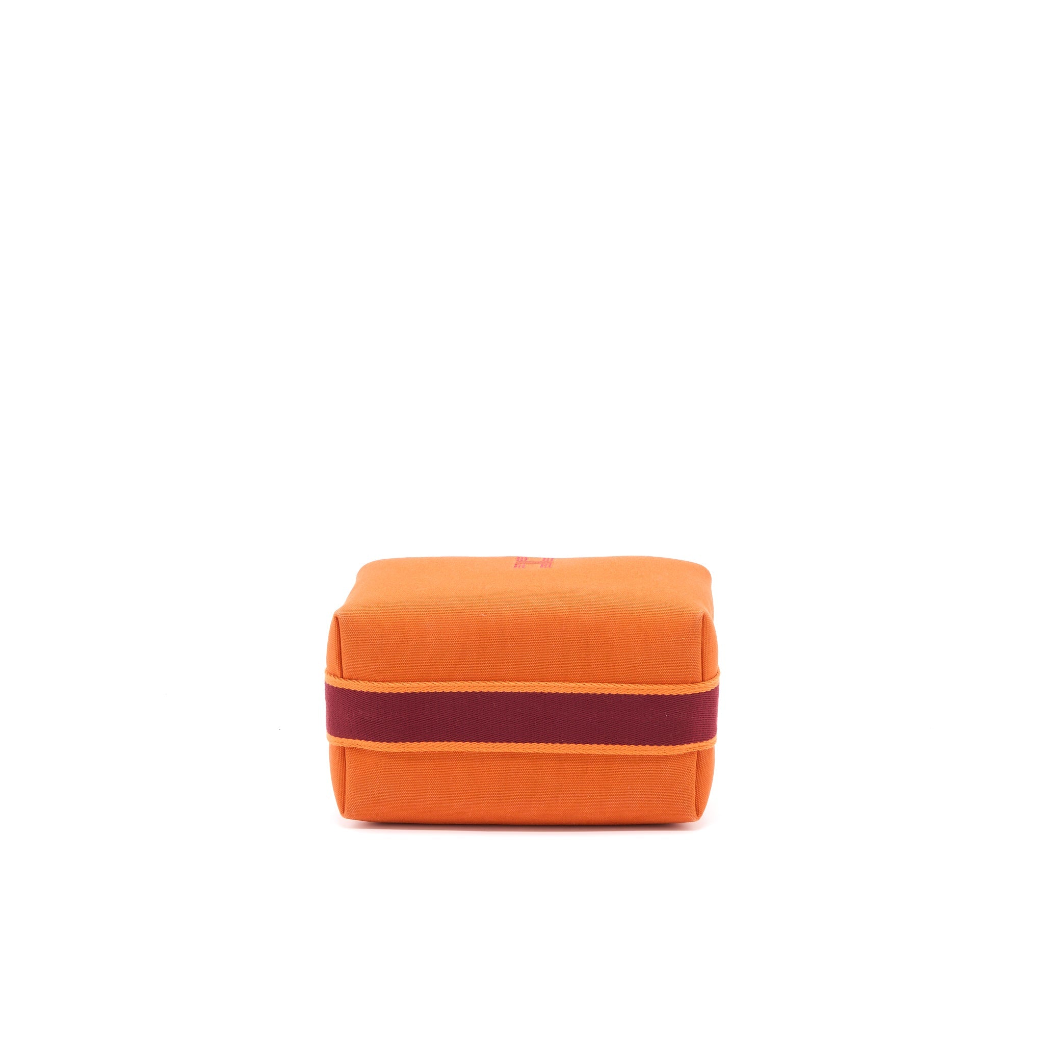 Lorenzia Bride-A-Brac Travel Case Small Canvas Orange Feu Silver-Tone Hardware