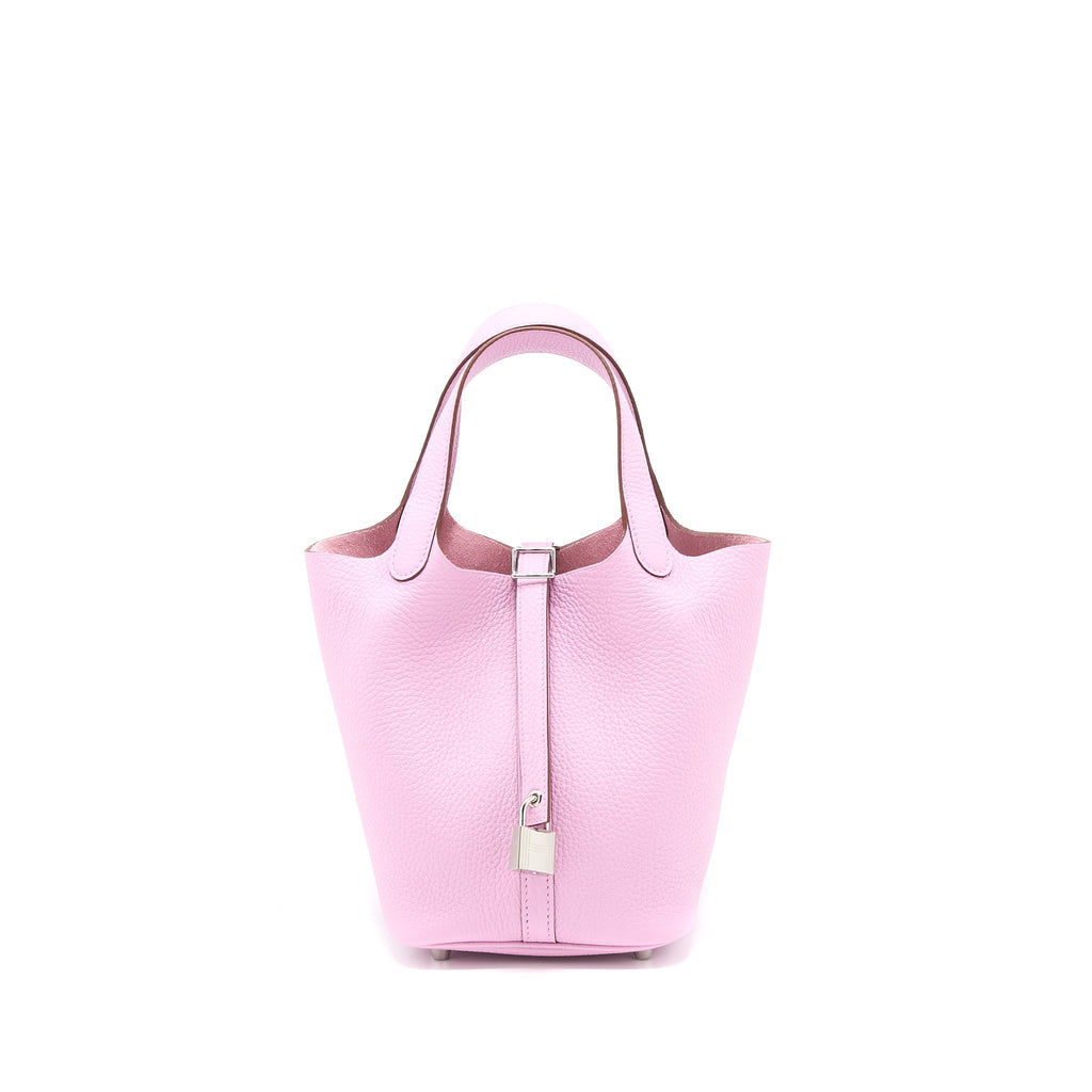 Lorenzia Picotin 18 Lock Bag Clemence Leather Mauve Sylve Silver-Tone Hardware