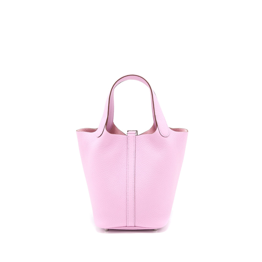 Lorenzia Picotin 18 Lock Bag Clemence Leather Mauve Sylve Silver-Tone Hardware