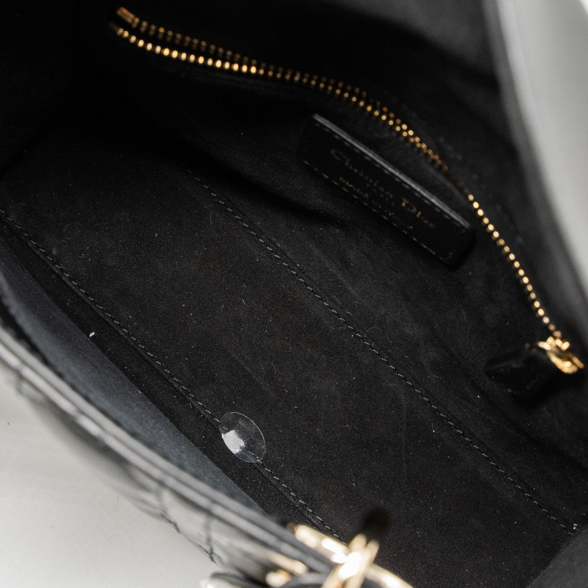 Lorenzia Small Lady Dior Lambskin Handbag Black Light Gold-Tone Hardware
