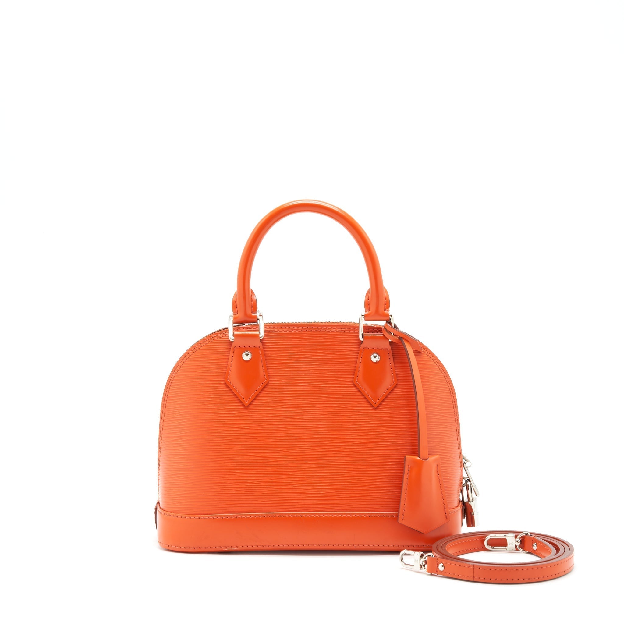 Alma BB Orange Epi Leather Handbag Silver-Tone Hardware