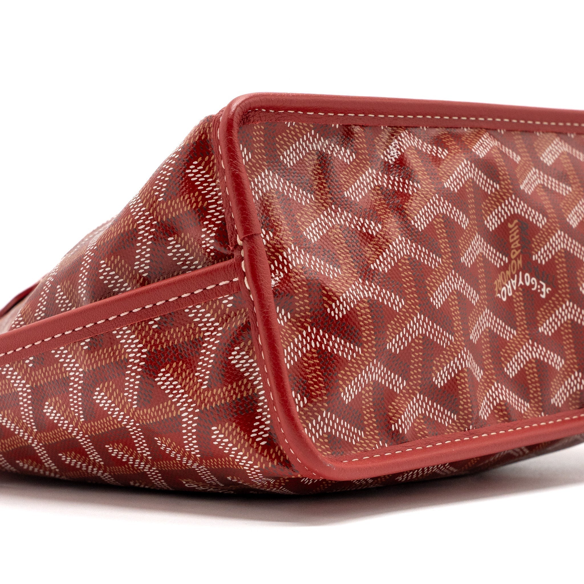 Mini Anjou Canvas Calfskin Tote Bag Red Silver-Tone Hardware