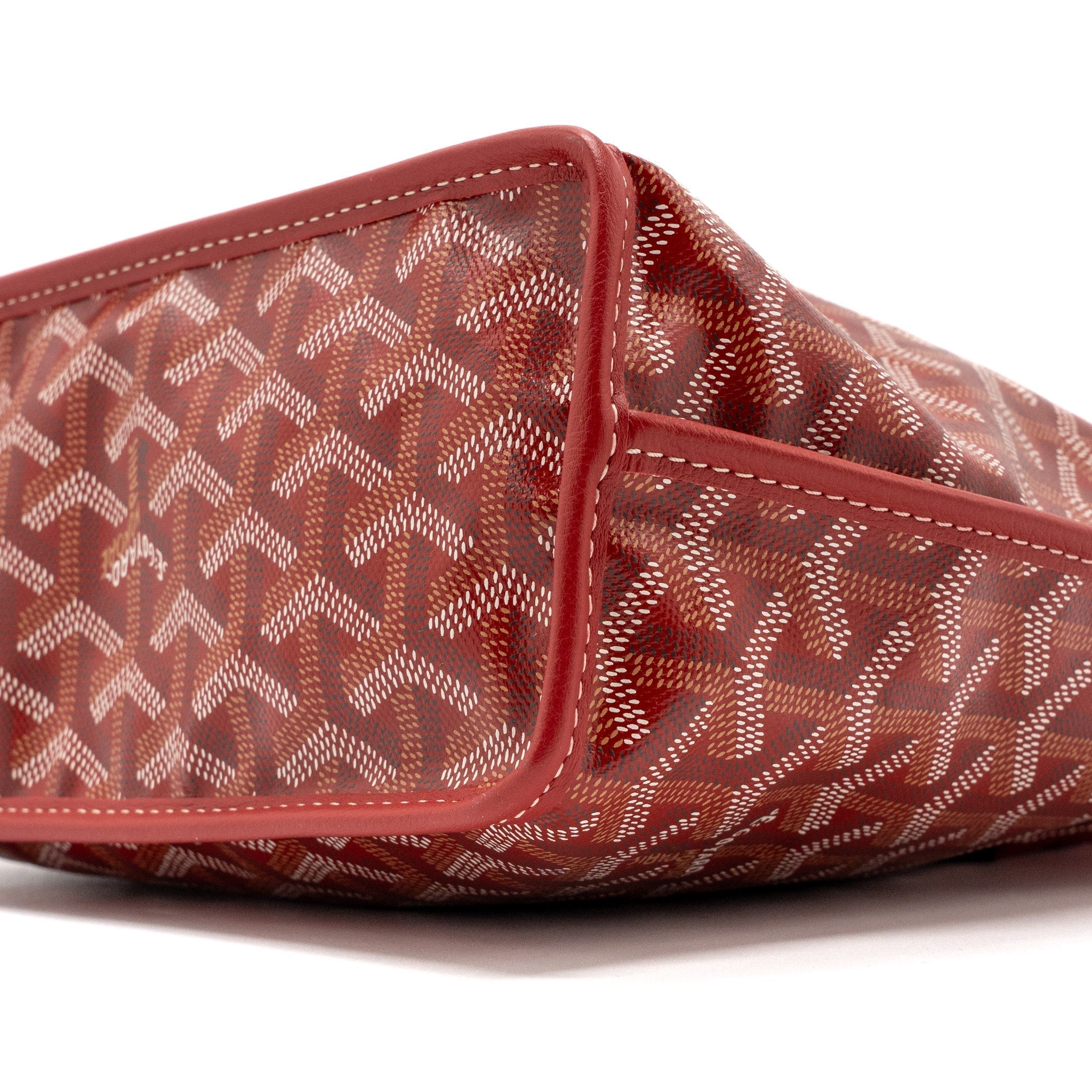 Mini Anjou Canvas Calfskin Tote Bag Red Silver-Tone Hardware