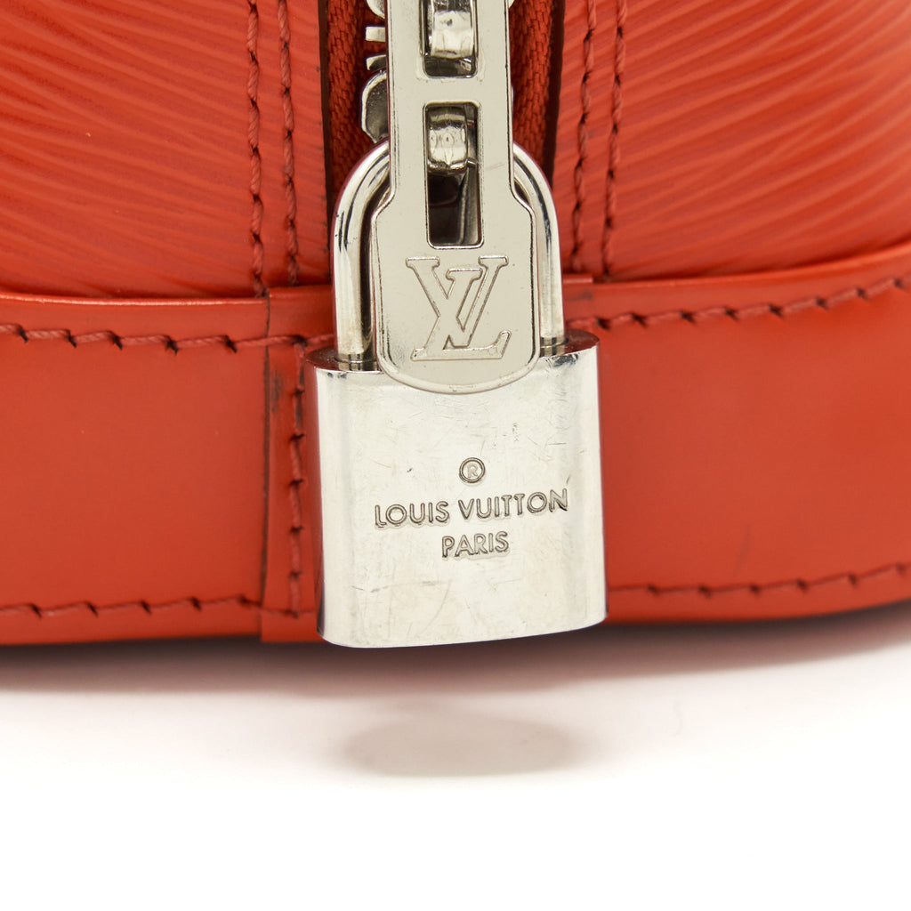 Alma BB Orange Epi Leather Handbag Silver-Tone Hardware