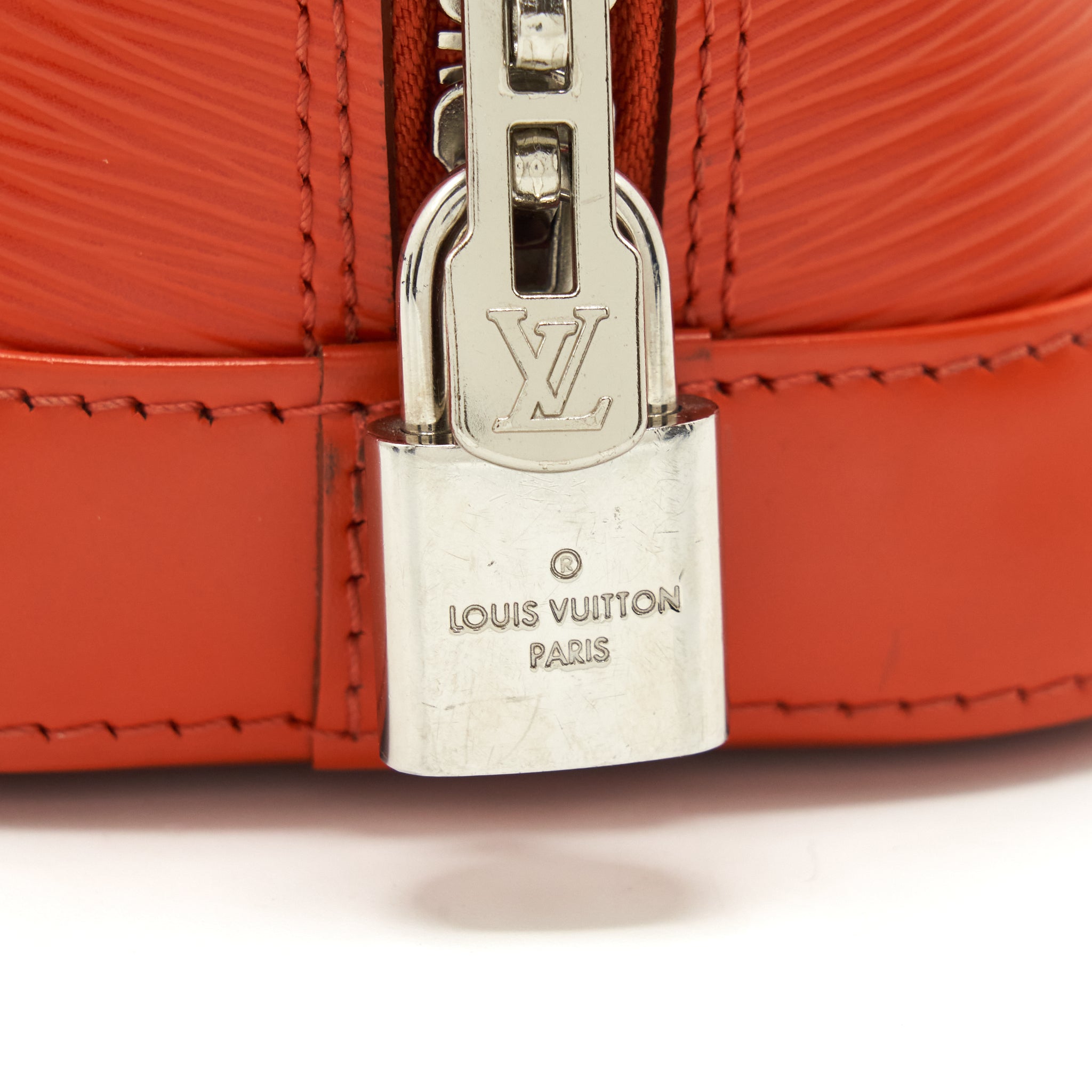Alma BB Orange Epi Leather Handbag Silver-Tone Hardware