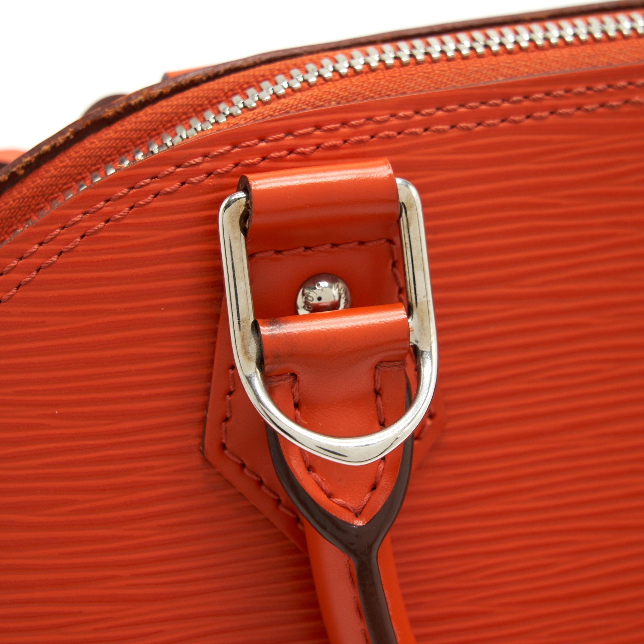 Alma BB Orange Epi Leather Handbag Silver-Tone Hardware