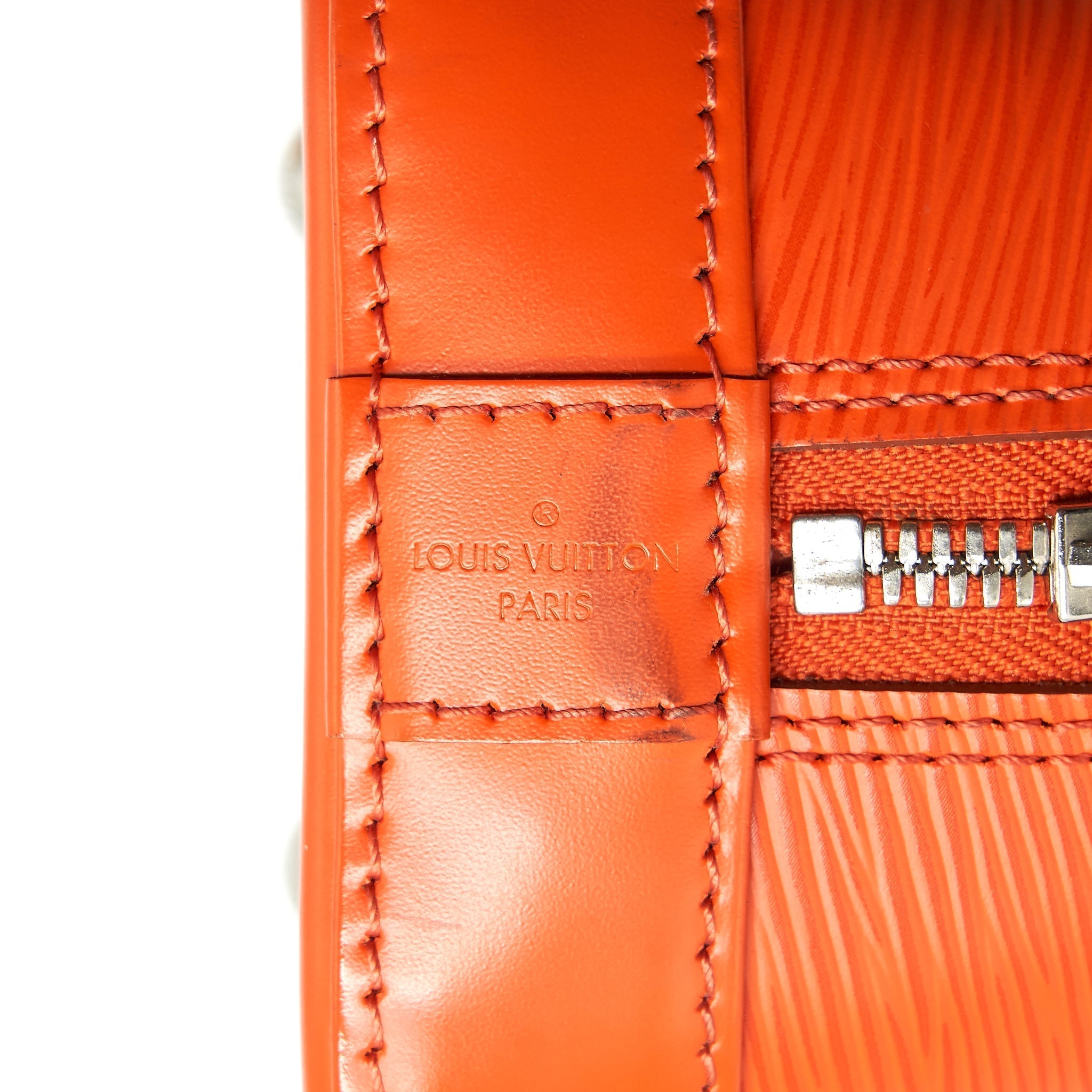 Alma BB Orange Epi Leather Handbag Silver-Tone Hardware