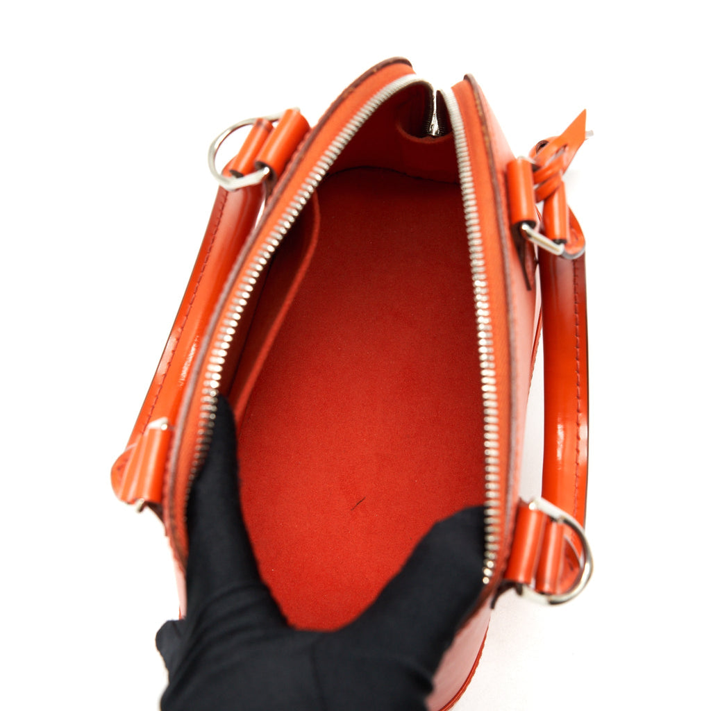 Alma BB Orange Epi Leather Handbag Silver-Tone Hardware