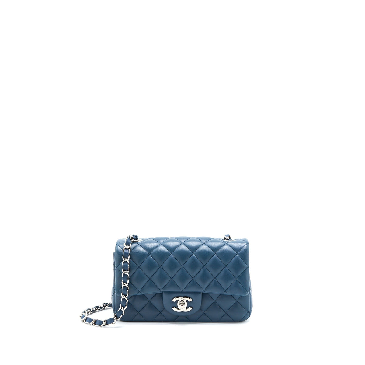 Lorenzia CHANEL Mini Rectangular Flap Bag Lambskin Blue SHW