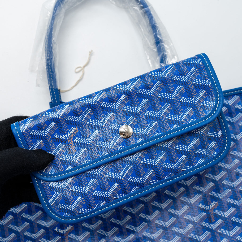 Goyard Saint Louis PM Tote Bag Canvas Blue Silver-Tone Hardware