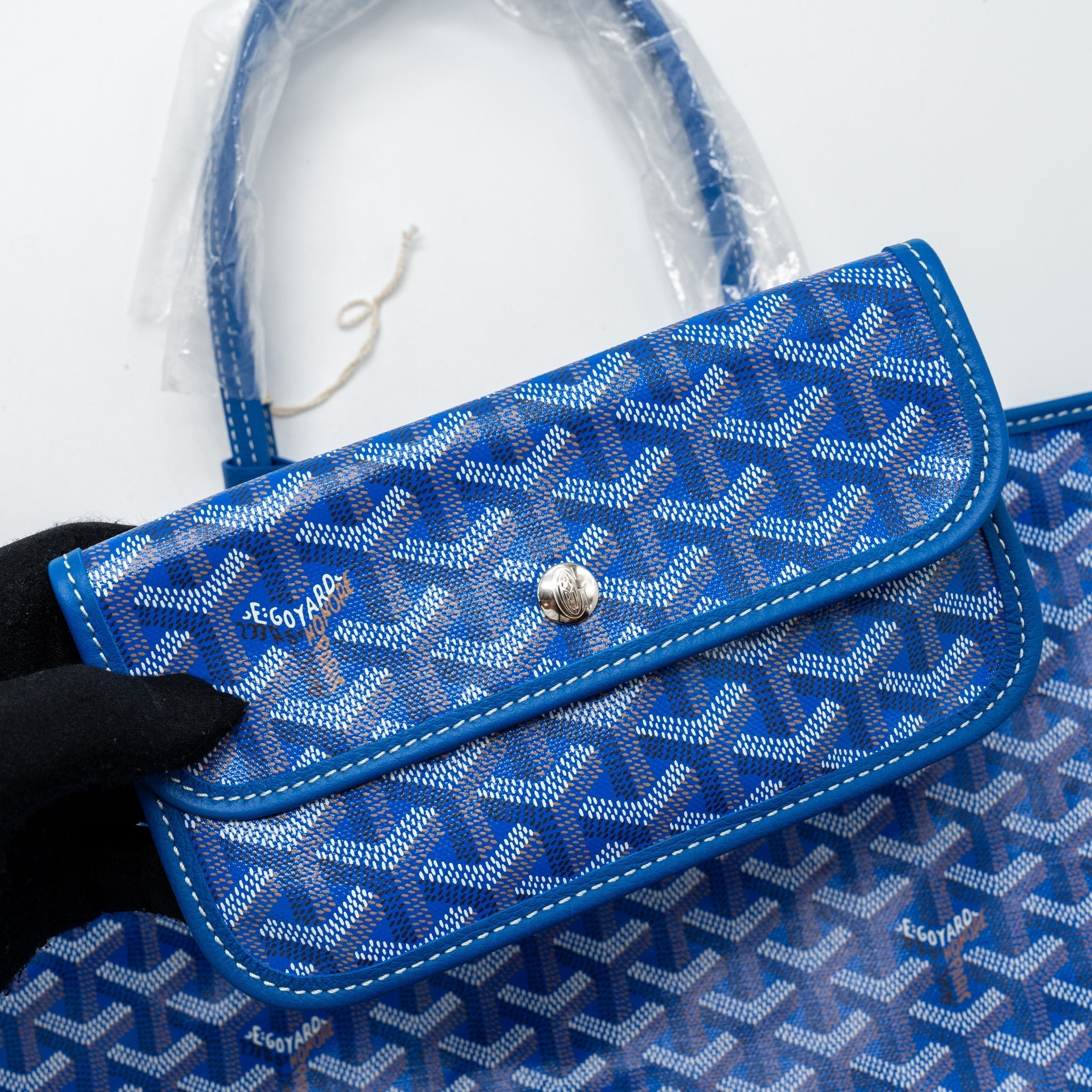 Goyard Saint Louis PM Tote Bag Canvas Blue Silver-Tone Hardware