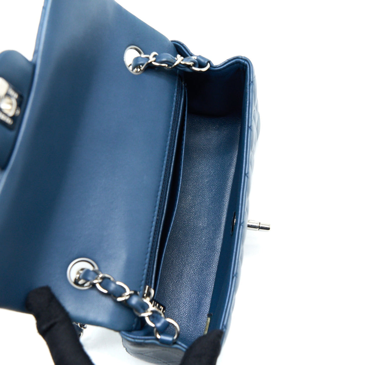 Lorenzia CHANEL Mini Rectangular Flap Bag Lambskin Blue SHW