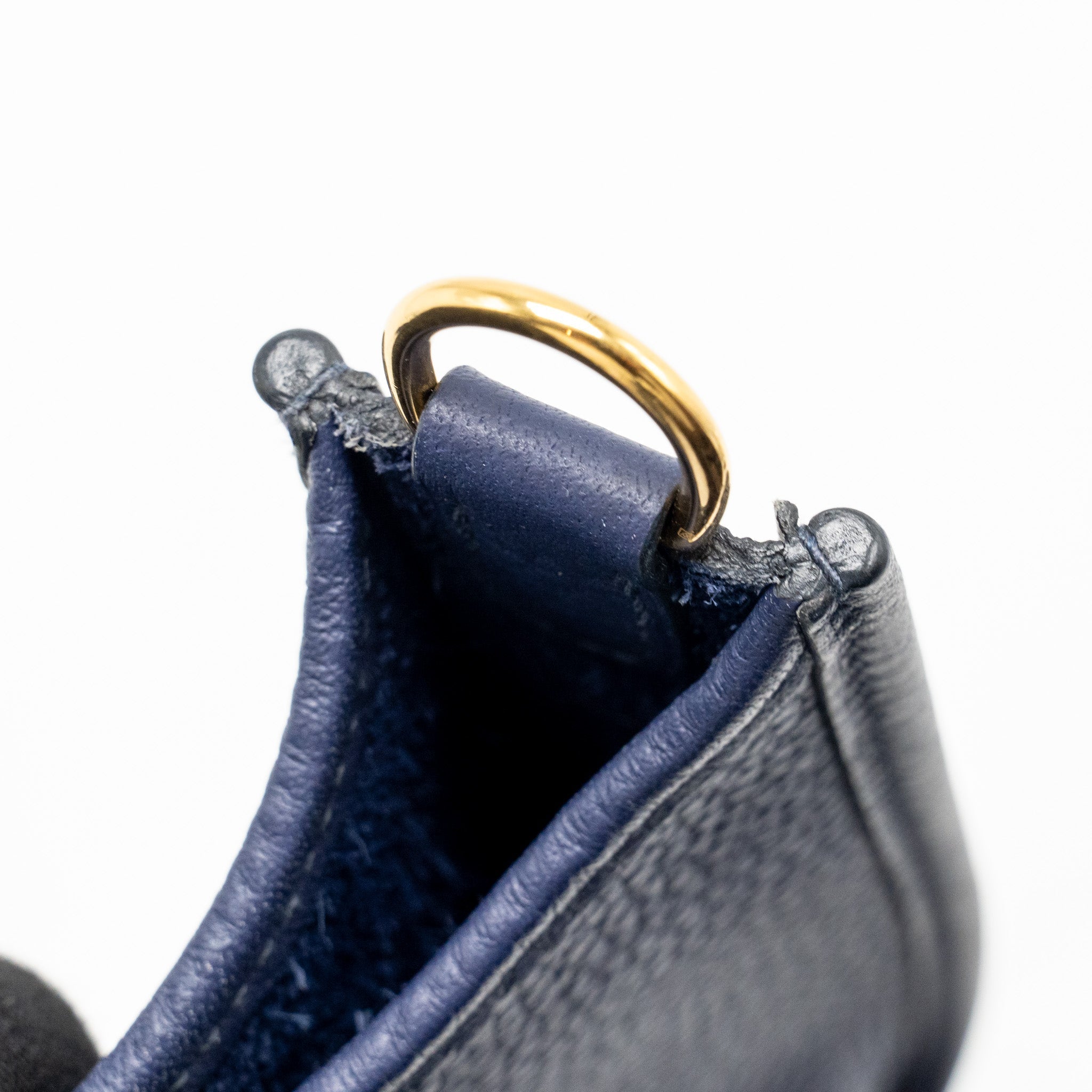 Lorenzia Mini Evelyne Clemence Leather Handbag Blue Gold-Tone Hardware