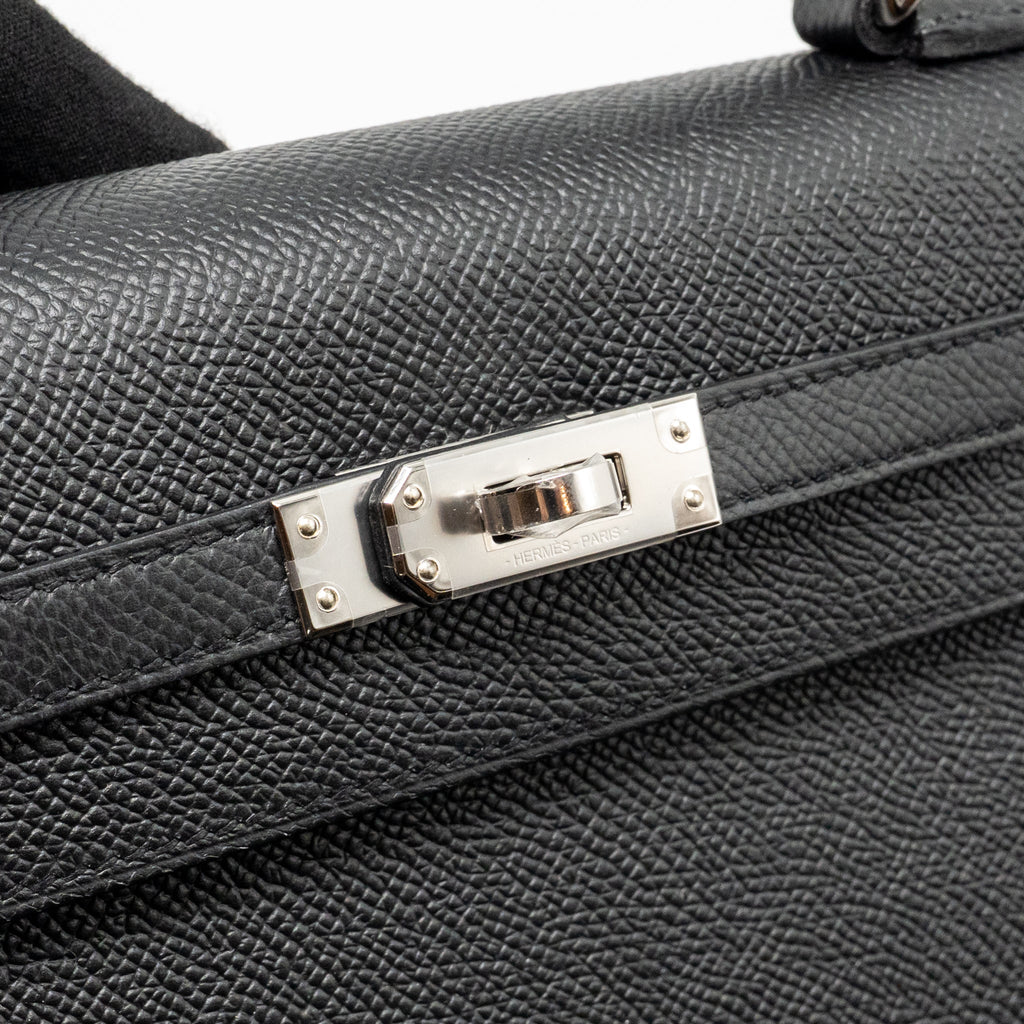 Lorenzia Kelly 25 Epsom Leather Handbag Black Silver-Tone Hardware