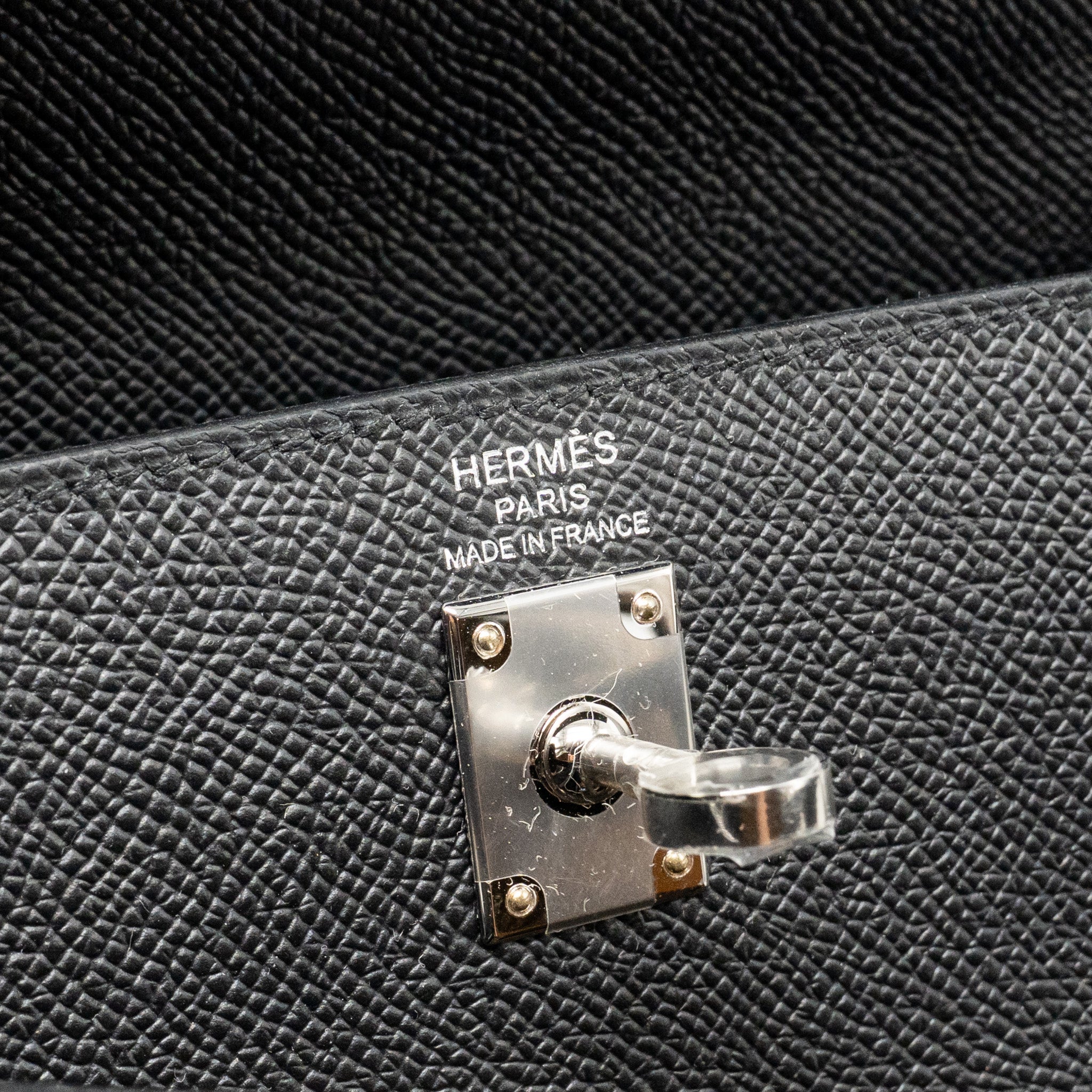 Lorenzia Kelly 25 Epsom Leather Handbag Black Silver-Tone Hardware