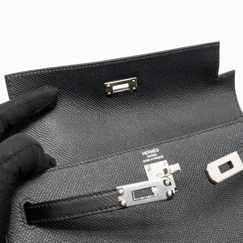 Lorenzia Kelly 25 Epsom Leather Handbag Black Silver-Tone Hardware