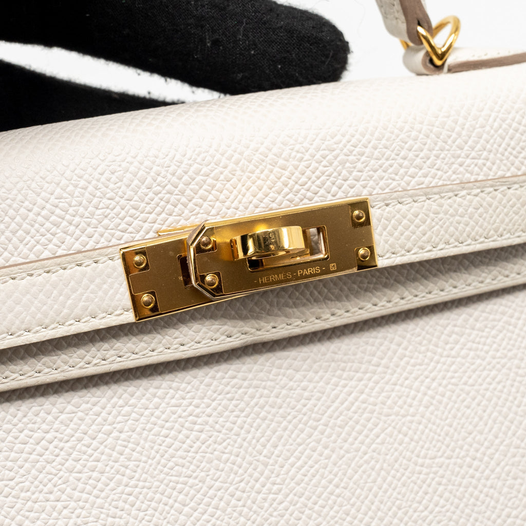 Lorenzia Mini Kelly II Epsom Leather Handbag Gris Pale Gold-Tone Hardware
