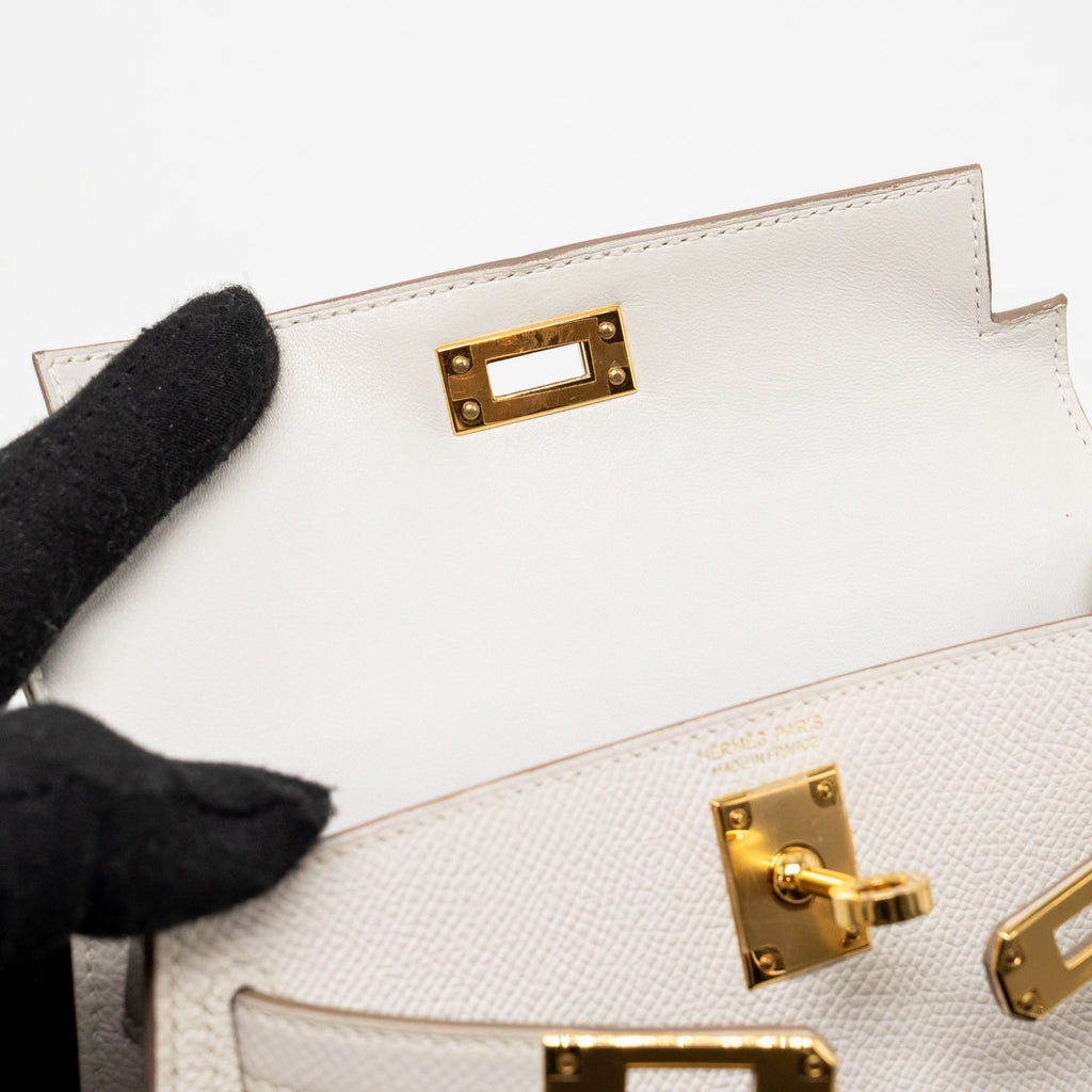 Lorenzia Mini Kelly II Epsom Leather Handbag Gris Pale Gold-Tone Hardware