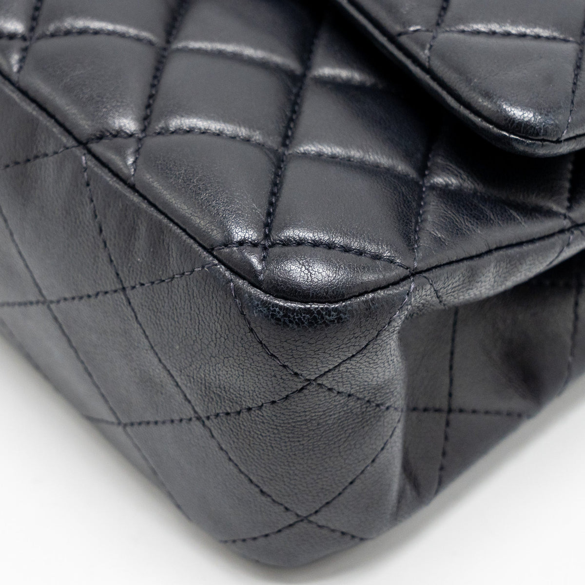 Lorenzia CHANEL Medium Classic Double Flap Bag Lambskin Dark Blue SHW
