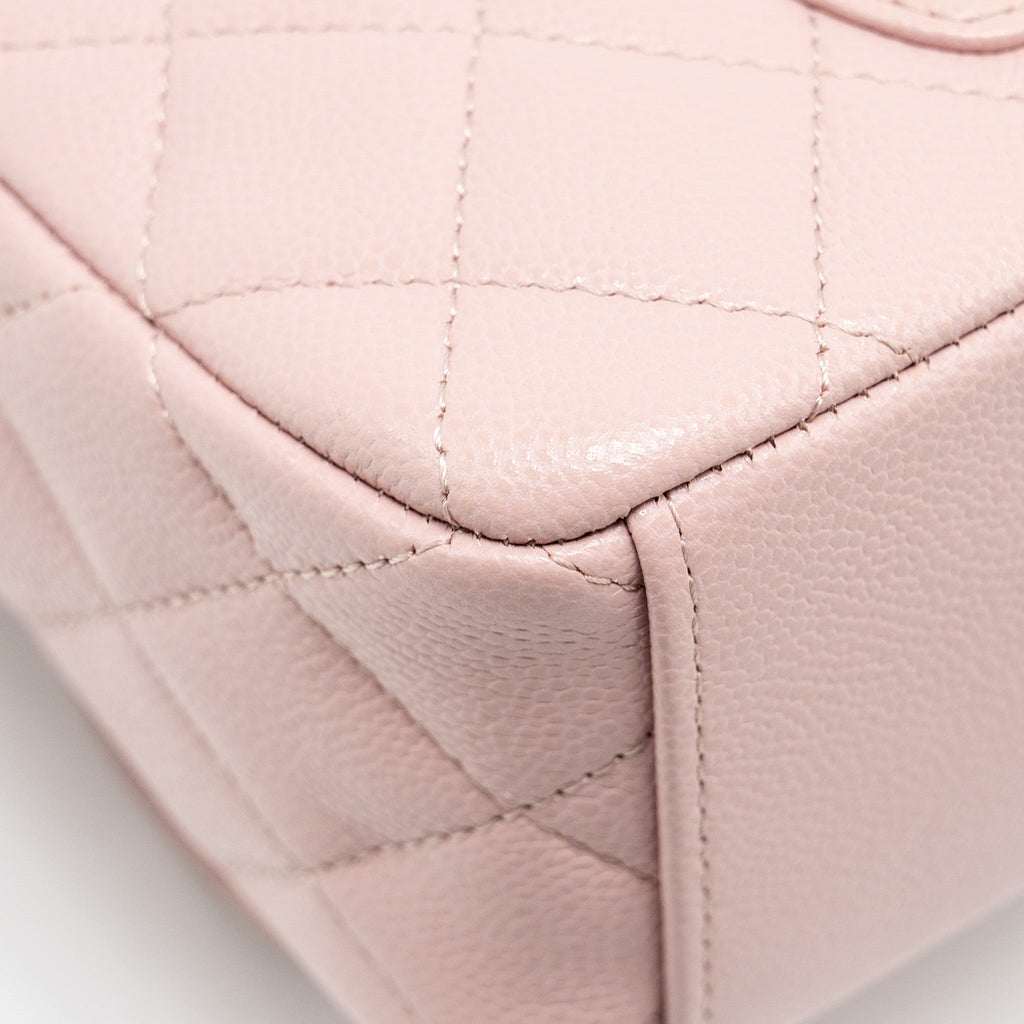 Lorenzia Chanel 24P Classic Mini Backpack Microchip Caviar Leather Light Pink SHW