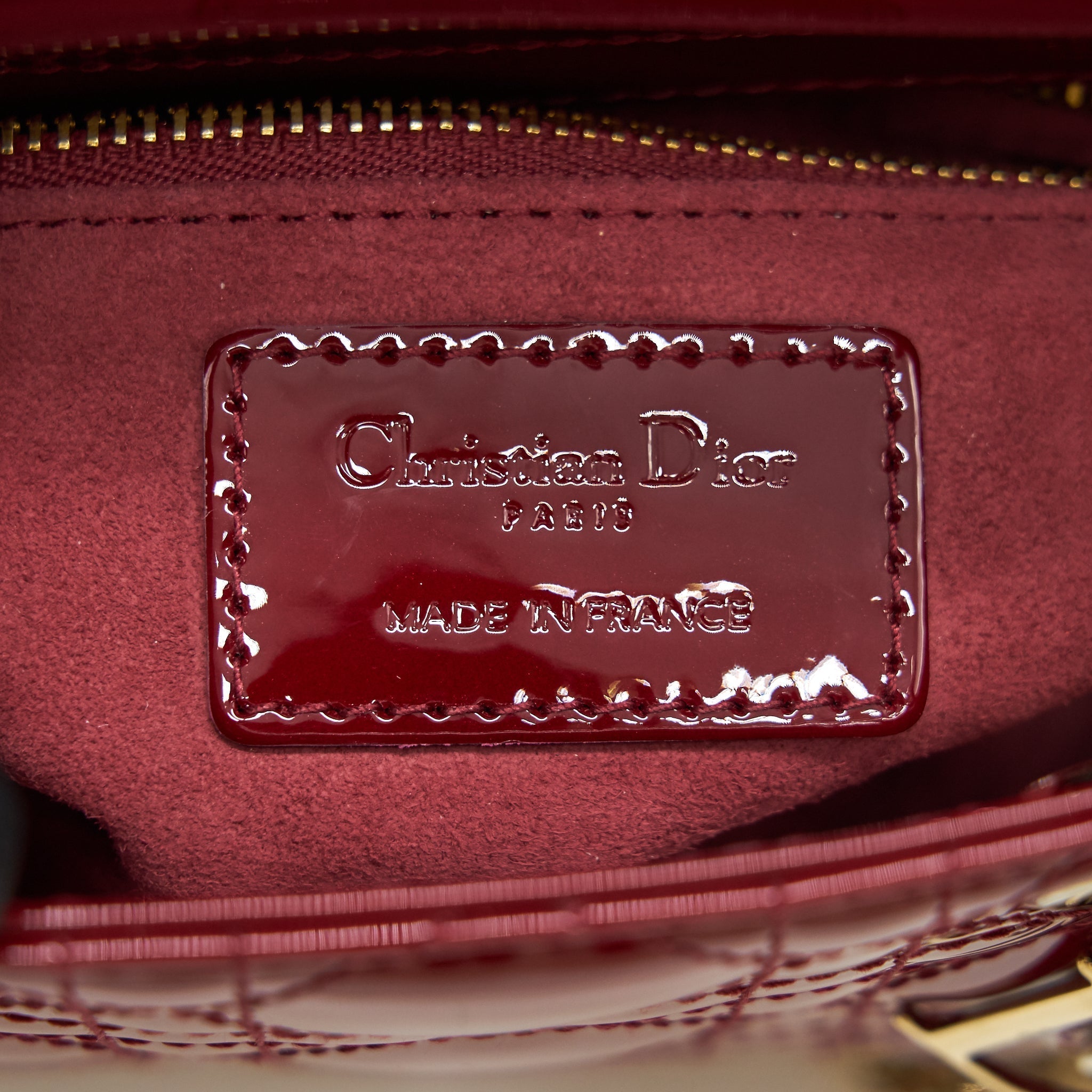 Lorenzia Mini Lady Dior Patent Leather Handbag Red Light Gold-Tone Hardware