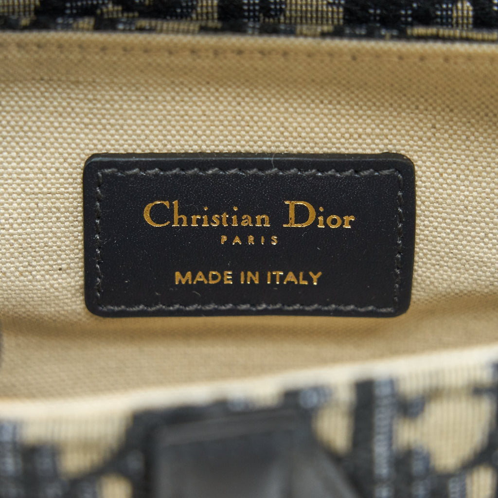 Lorenzia Mini Saddle Bag Blue Oblique Jacquard Gold-Tone Hardware
