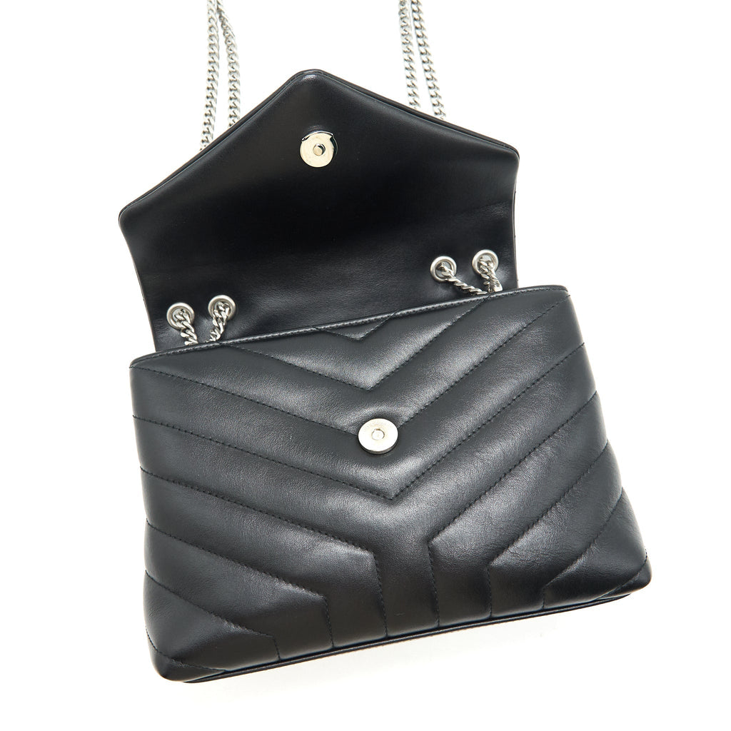 Lorenzia Small Loulou Bag Leather Black Silver-Tone Hardware
