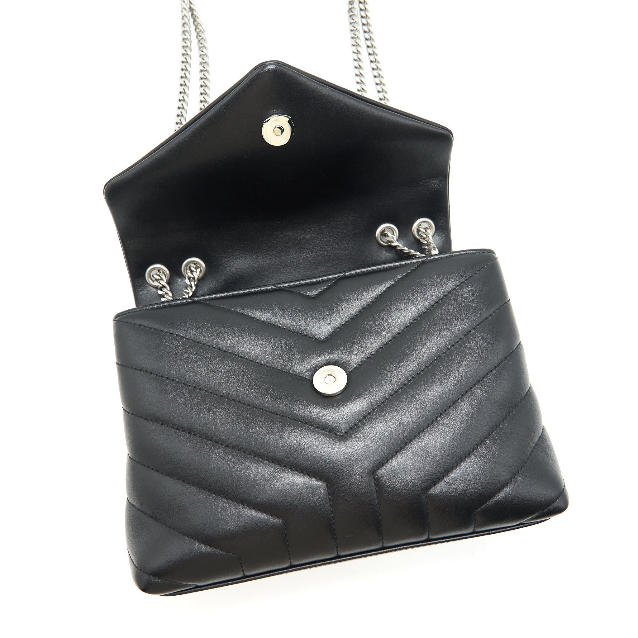 Lorenzia Small Loulou Bag Leather Black Silver-Tone Hardware