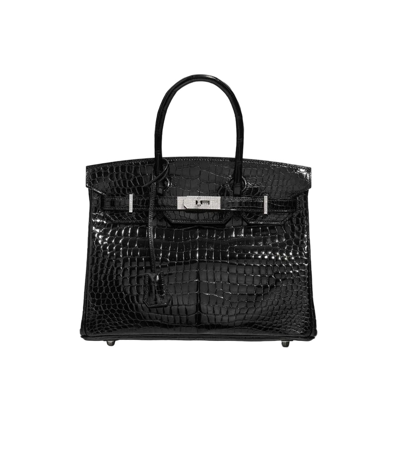 Hermés Birkin 25 Black Crocodile Palladium