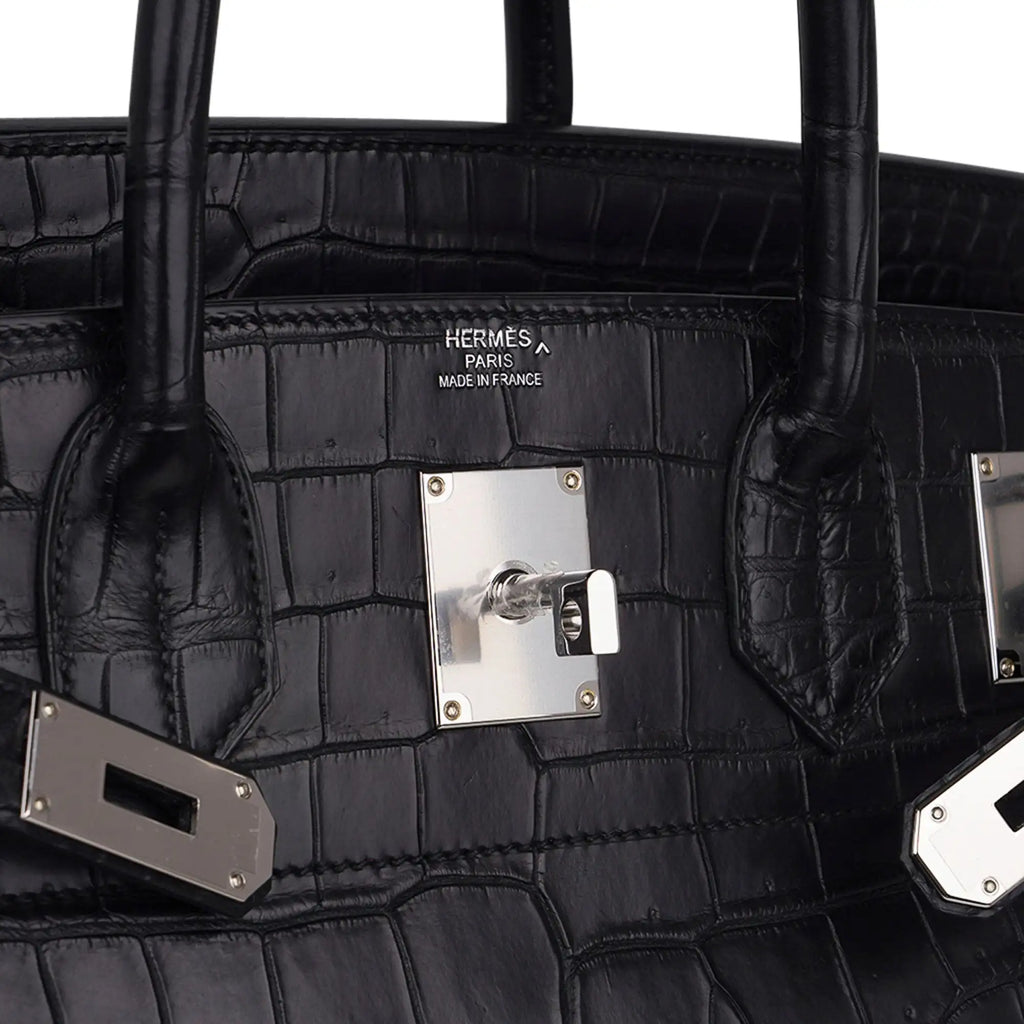 Hermés Birkin 25 Black Crocodile Palladium