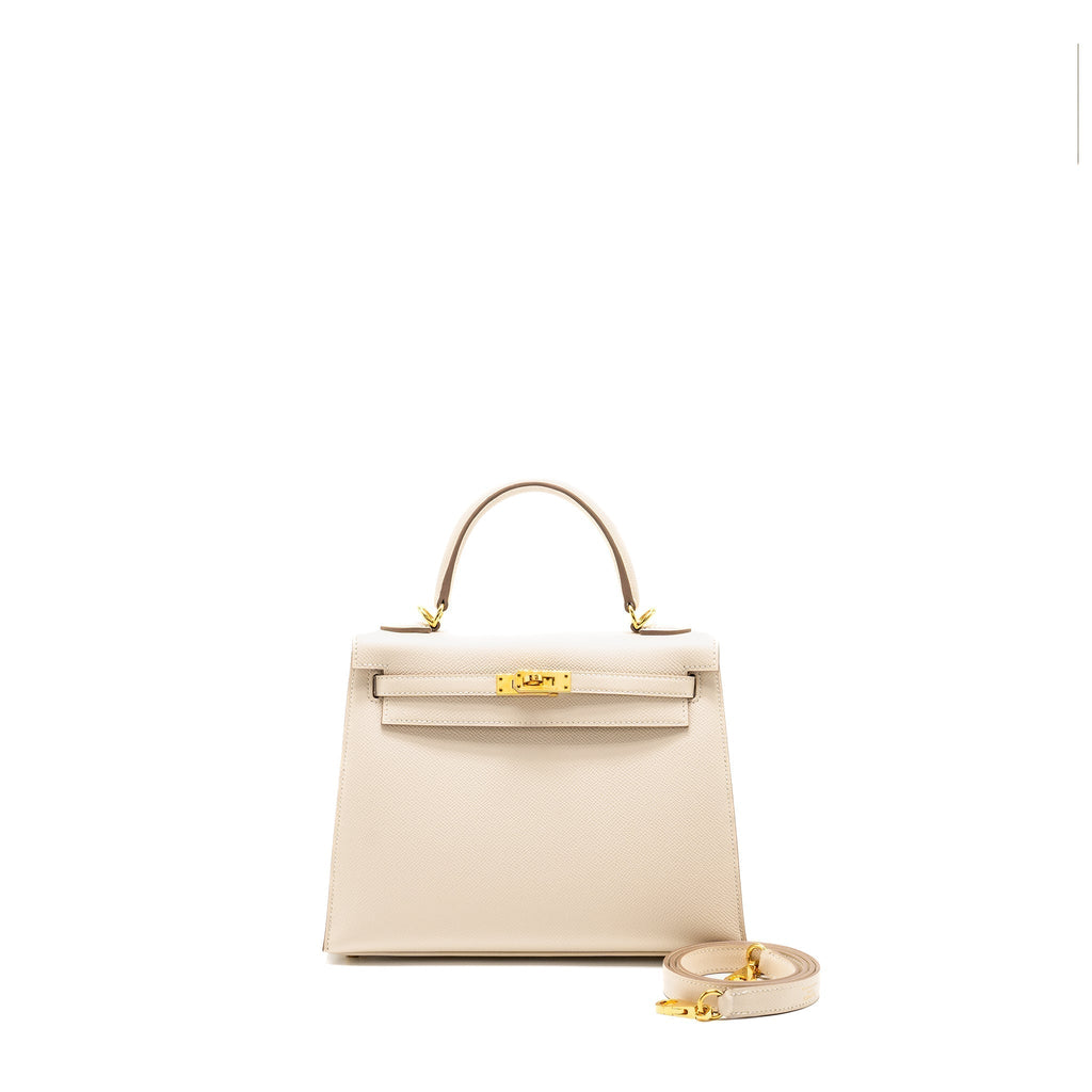 Lorenzia Kelly 25 Epsom Leather Handbag Craie Gold-Tone Hardware