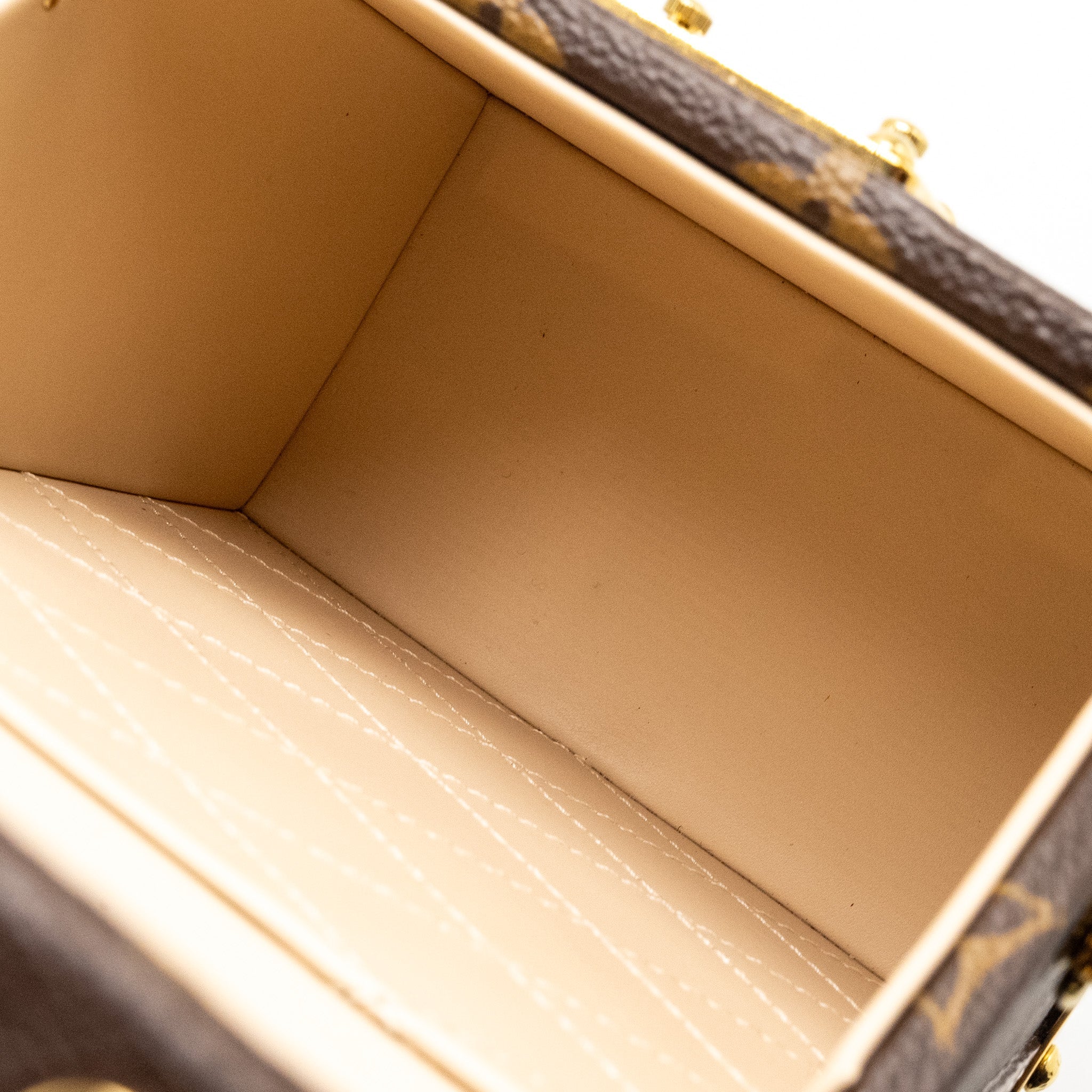 Camera Box Trunk Monogram Canvas Leather Handbag Gold Tone Hardware
