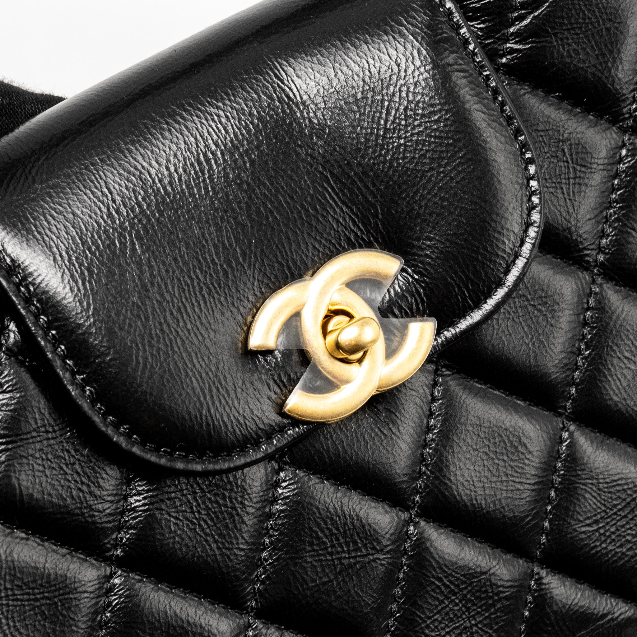 Chanel Mini Kelly Shopping Tote Bag Calfskin Black Gold-Tone Hardware